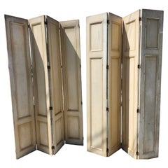 Pair Early 20th Century Tall Paneled Architectural Folding Screens Double Sided