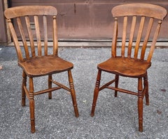 Pair Early American Stained Walnut Side Chairs, 2nd Half 19th Century