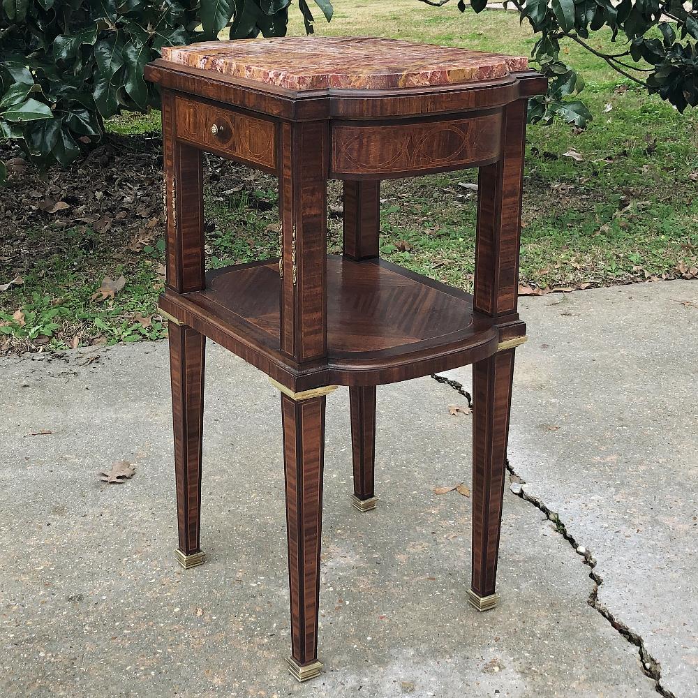 Pair Early Art Deco Period Louis XVI Style Rosewood Inlaid Nightstands with Jasp 6