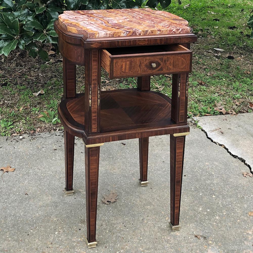 Pair Early Art Deco Period Louis XVI Style Rosewood Inlaid Nightstands with Jasp 10