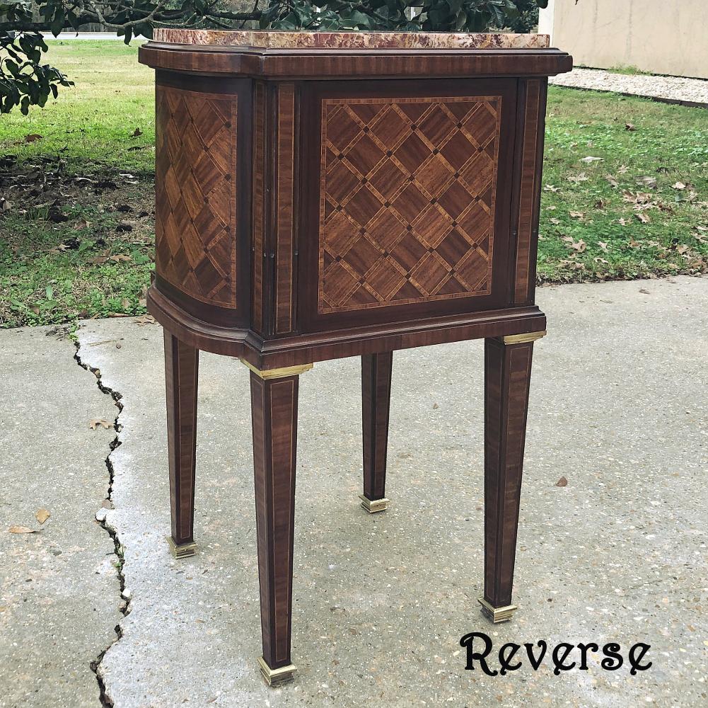 Pair Early Art Deco Period Louis XVI Style Rosewood Inlaid Nightstands with Jasp 2