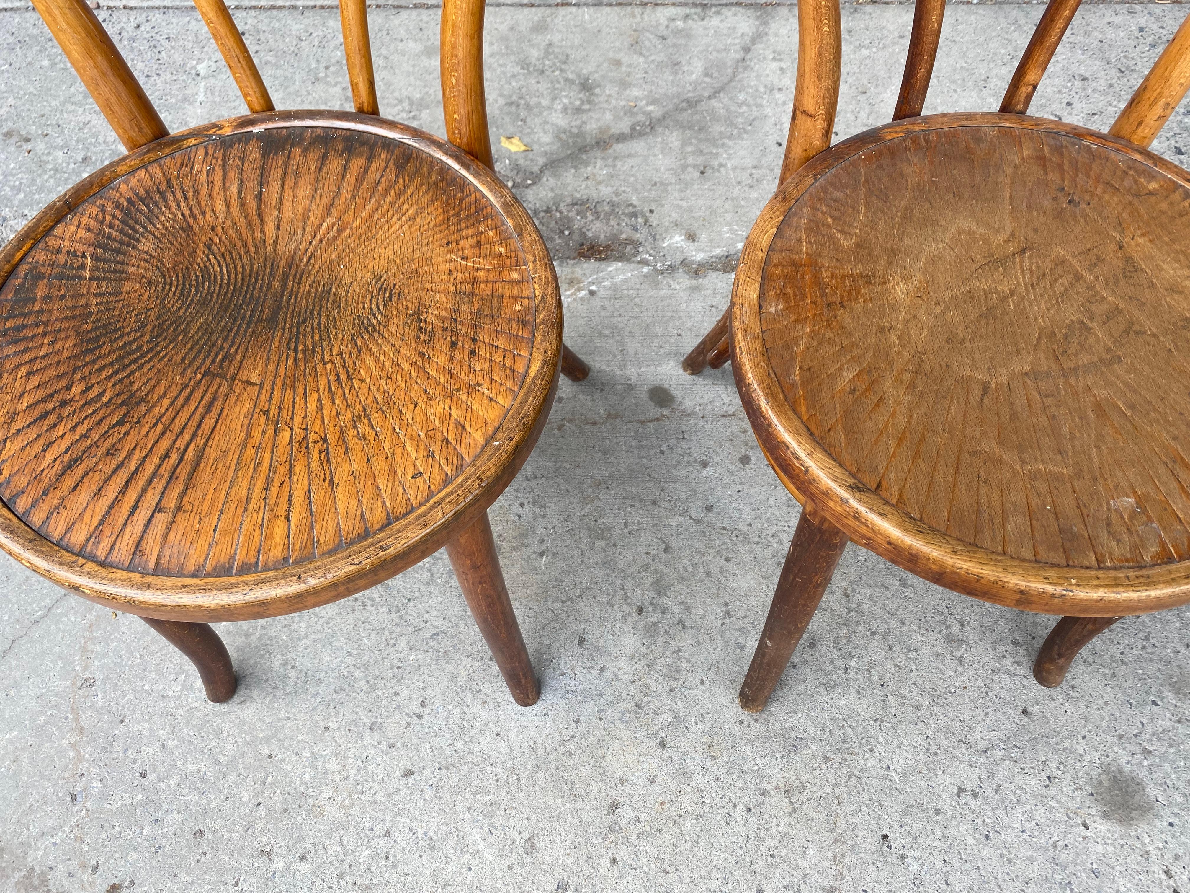 Austrian Pair Early Bentwood Chairs, Seldom Seen Back Configuration, J J Kohn. Mundus