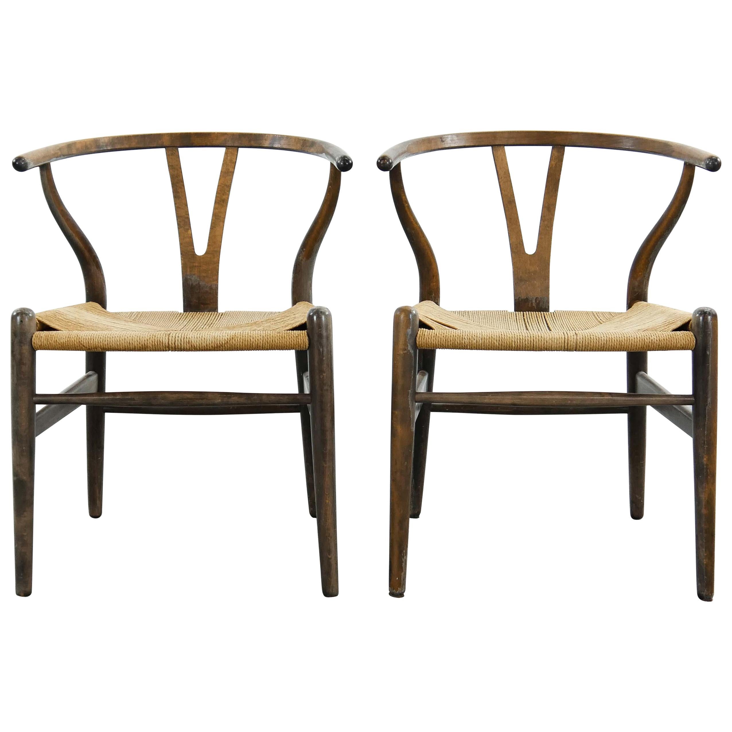 Pair of Early CH24 Wishbone Dining Chairs by Hans Wegner for Carl