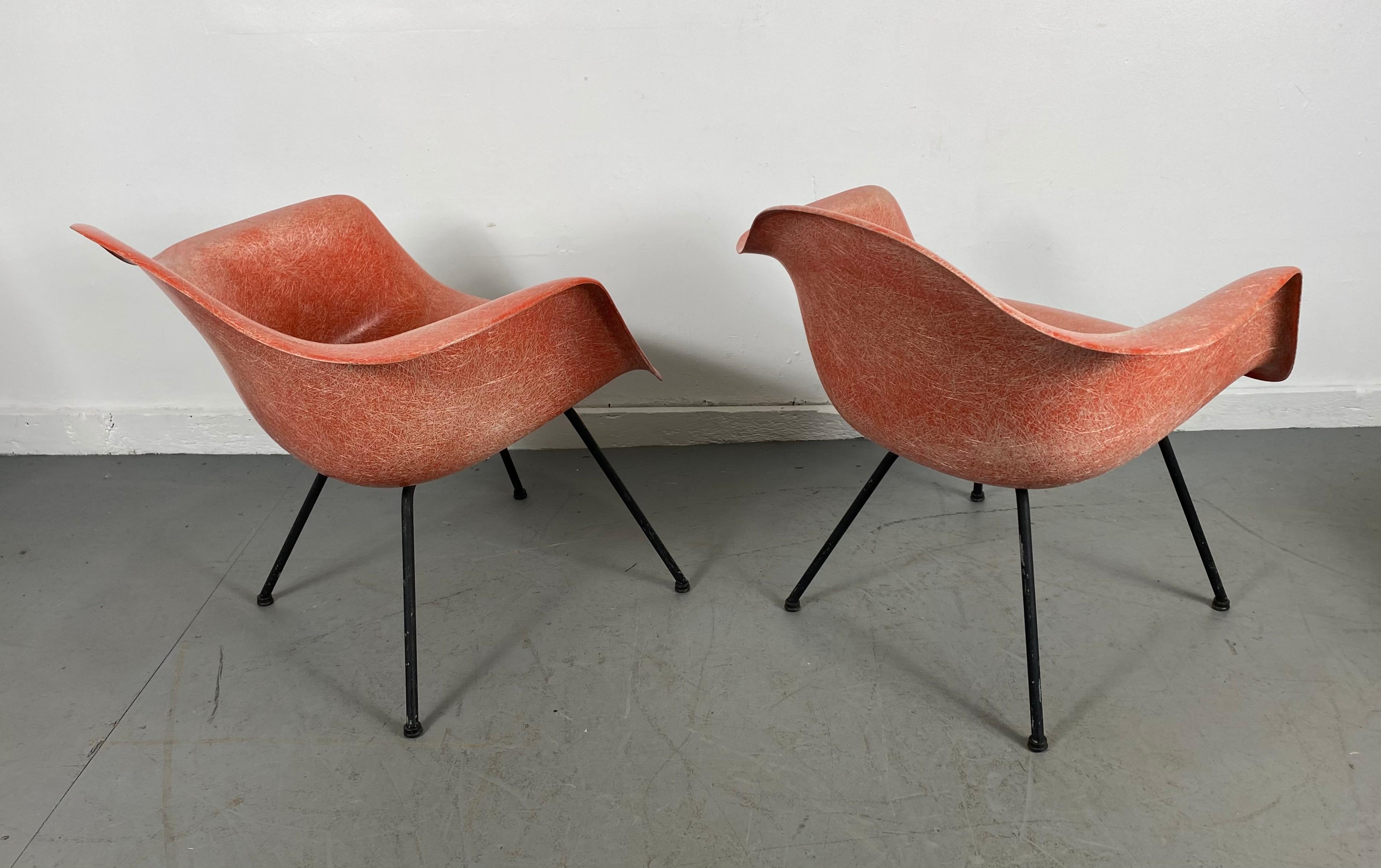 Pair of Early Charles Eames LAX Armshell, 'Lounge Chairs X BASE' 1
