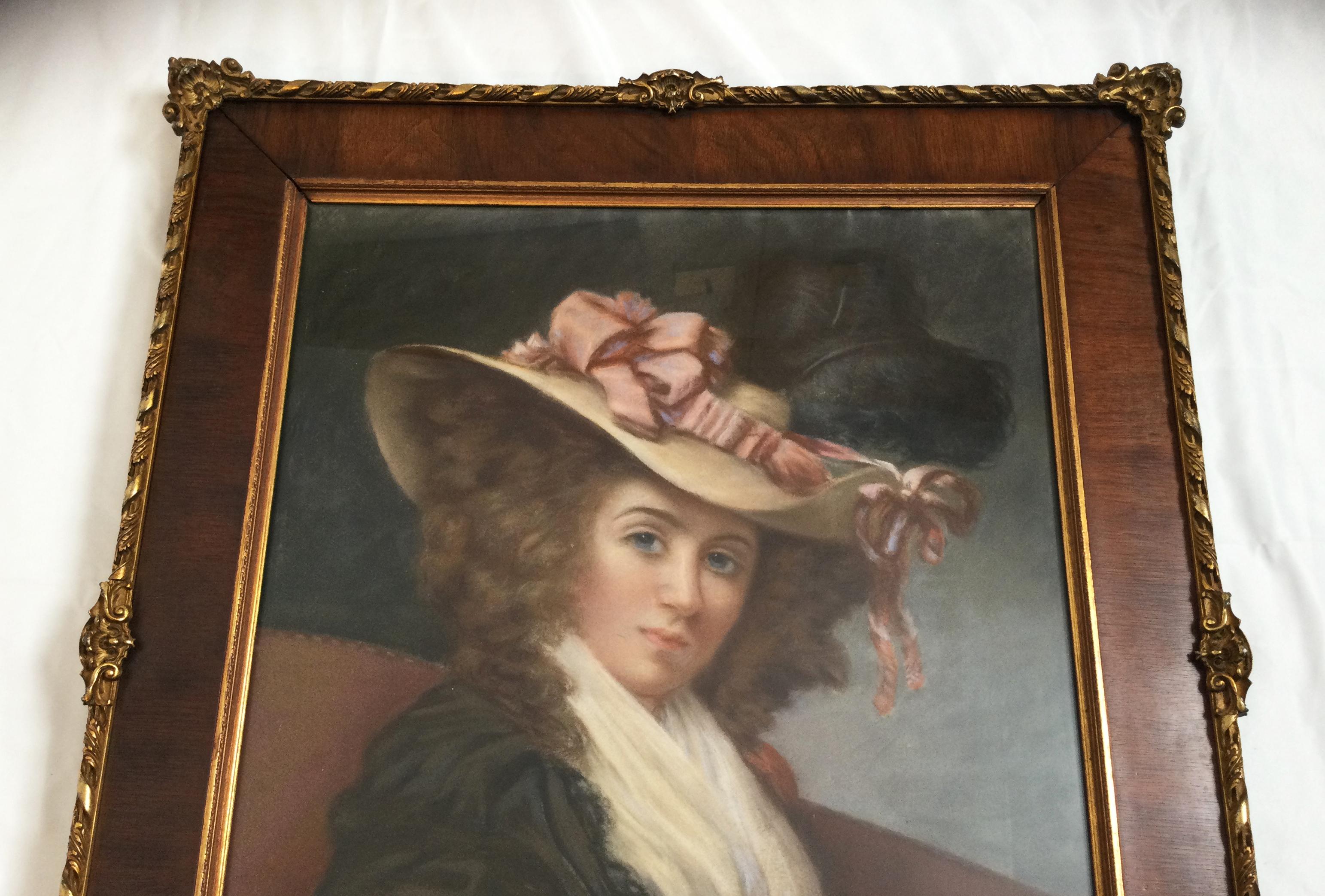 Pair of Early Continental Pastel Portraits in Period Frames Under Glass In Good Condition In Lambertville, NJ