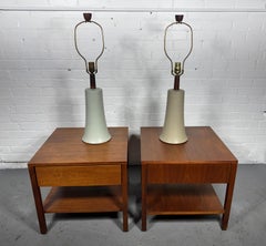 Pair Early Florence Knoll Nightstands with drawer in Walnut