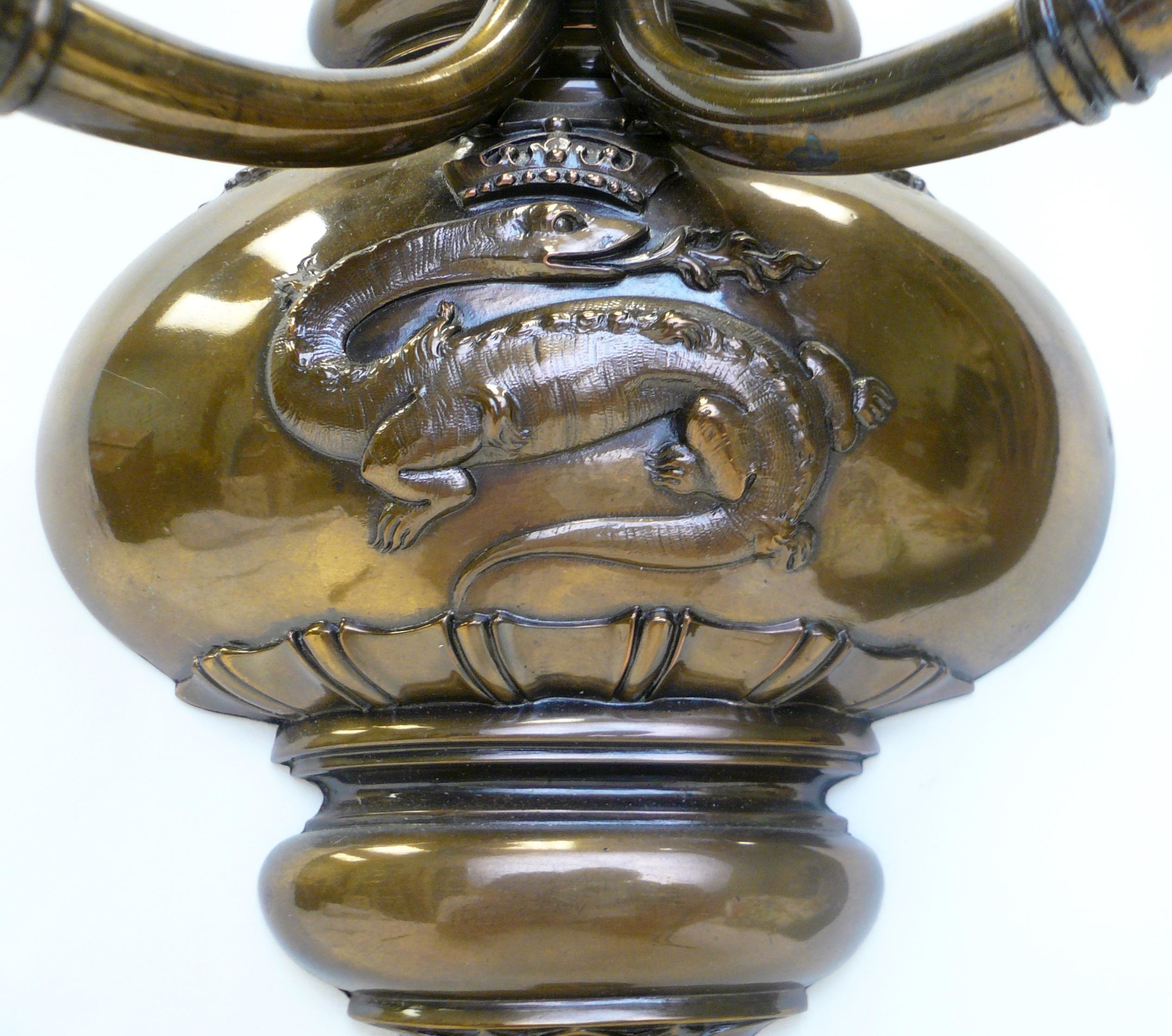 XVIII secolo Coppia di sconsigliere in bronzo in stile primo georgiano di E. F. A. Caldwell in vendita