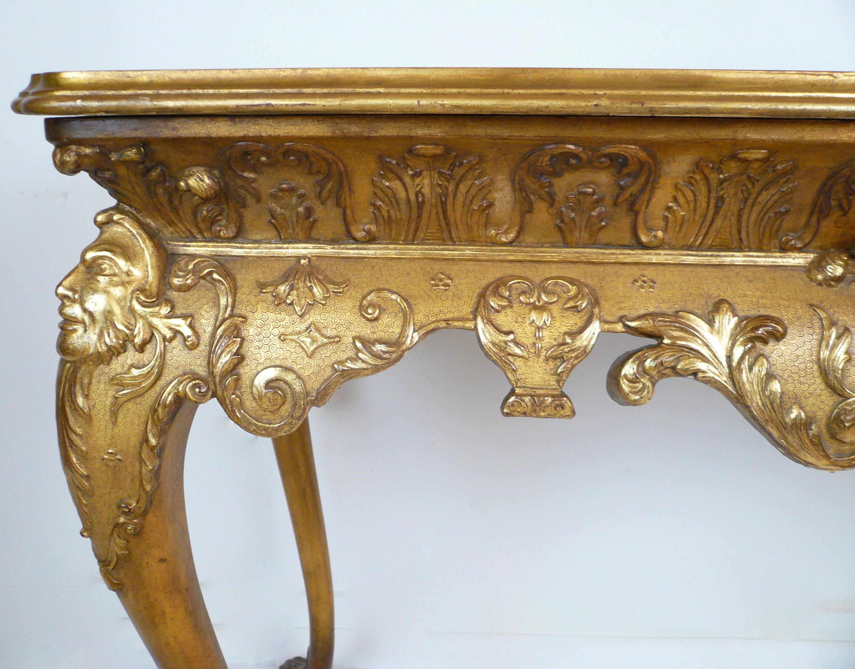 18th Century Pair Early Georgian Style Giltwood Console Tables For Sale