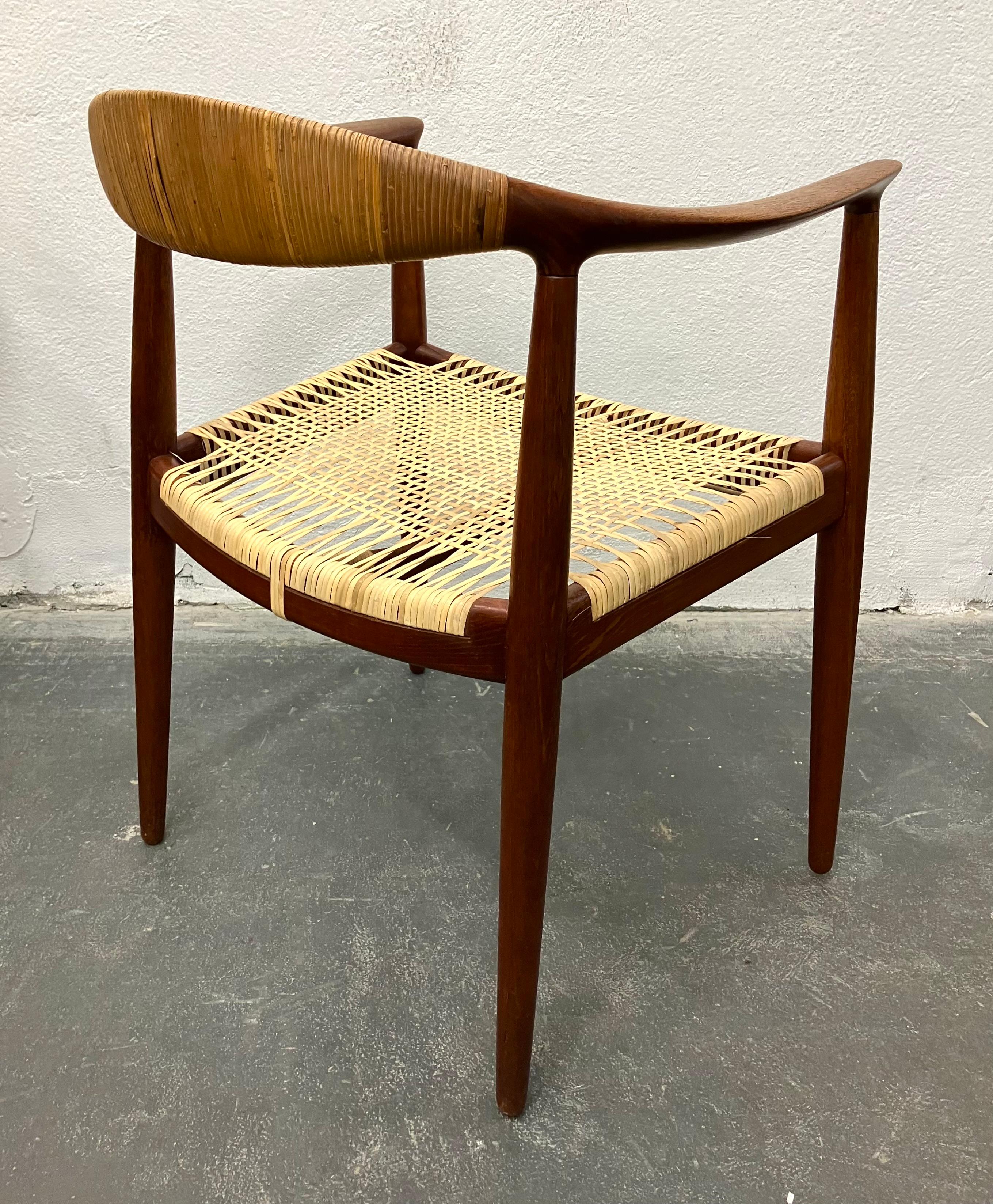 Cane Pair Early Hans Wegner Round Chairs For Sale