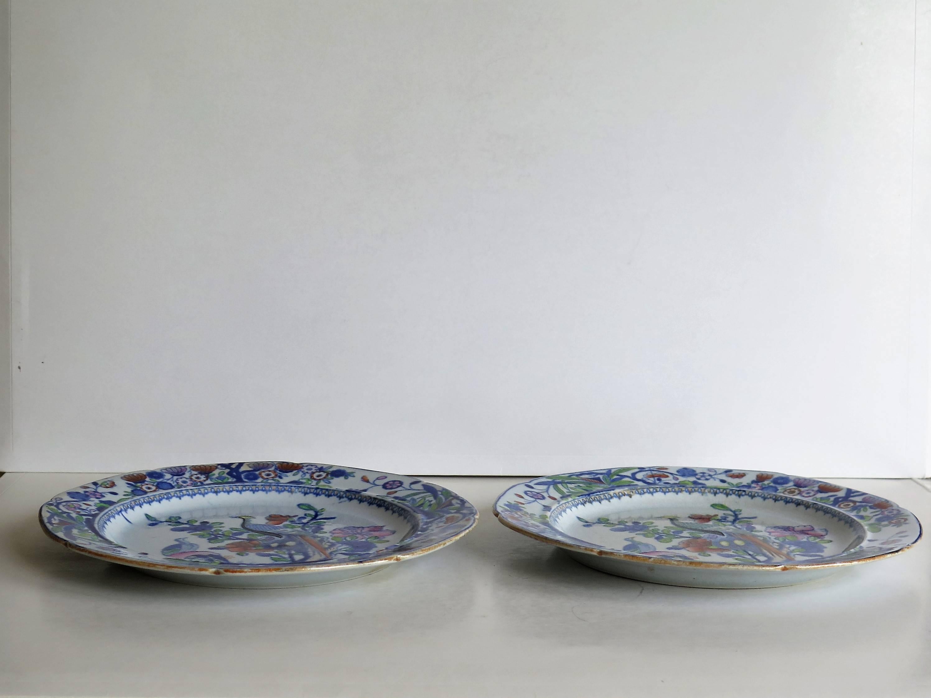 Hand-Painted Early PAIR of Mason's Ironstone Side Plates Oriental Pheasant Pattern, Ca 1815