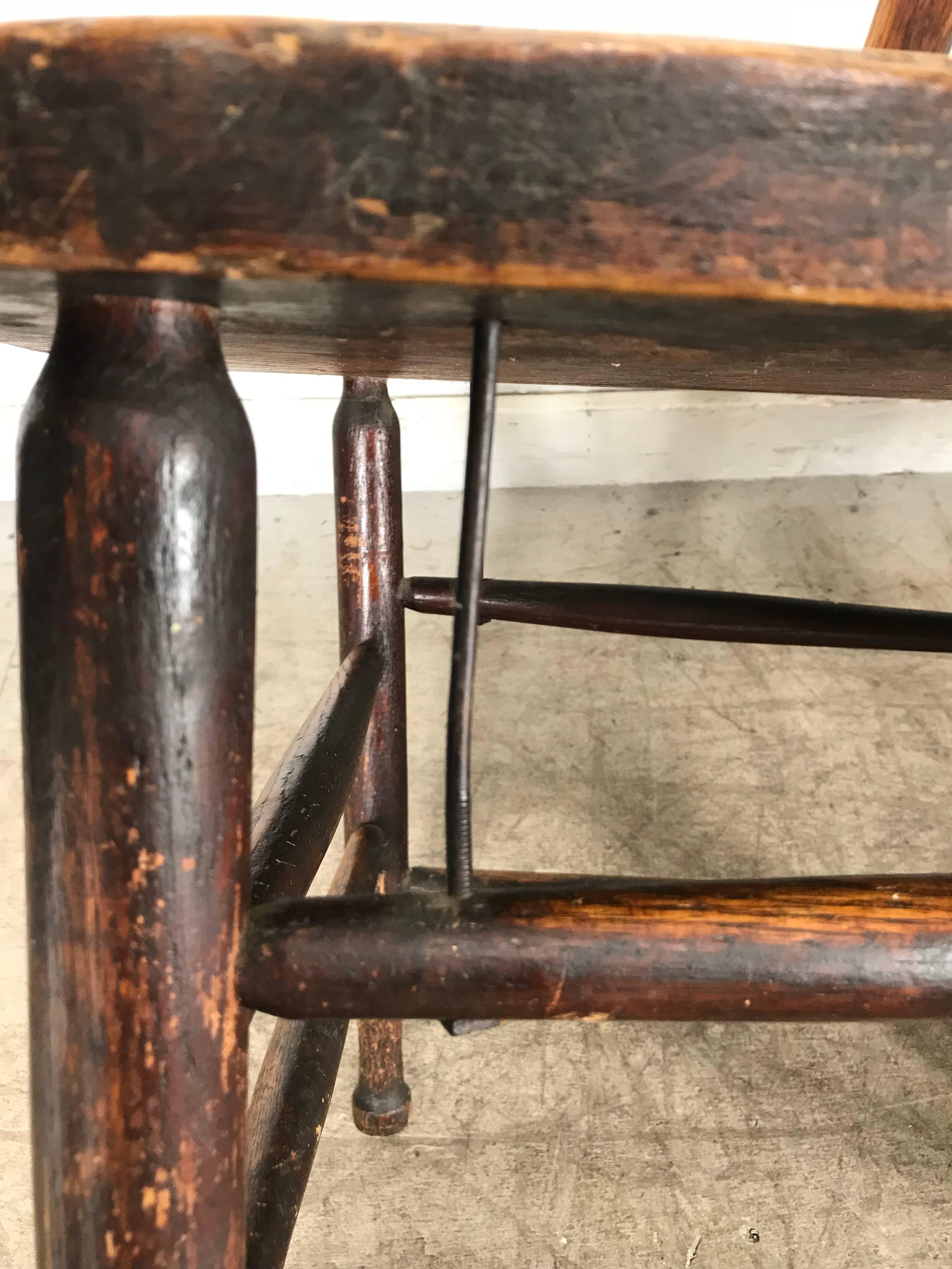 Pair of Early Oak Antique Industrial Side Chairs by Heywood Wakefield 1