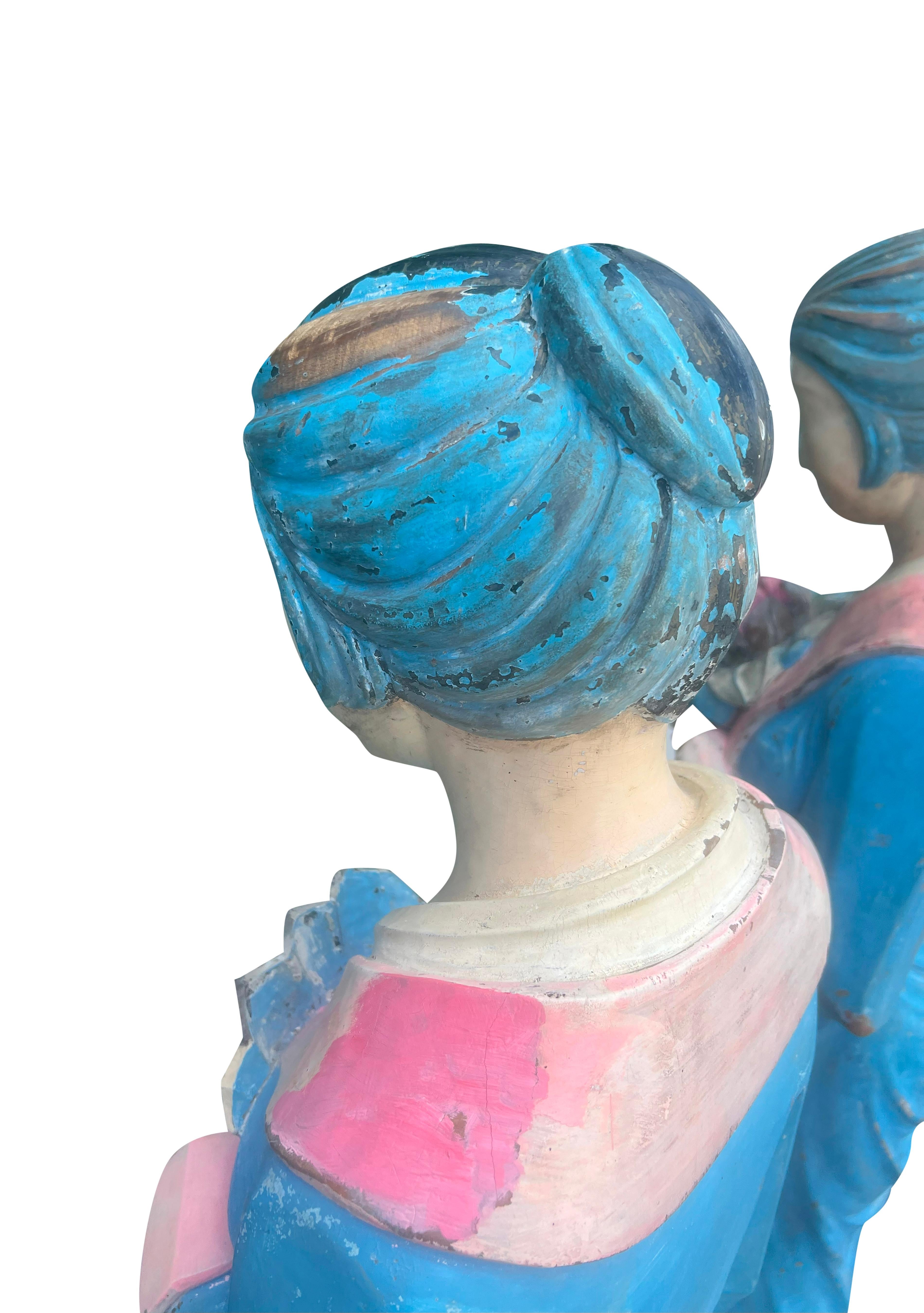 Pair East Asian Standing Figures Of Woman Possibly Geisha For Sale 4