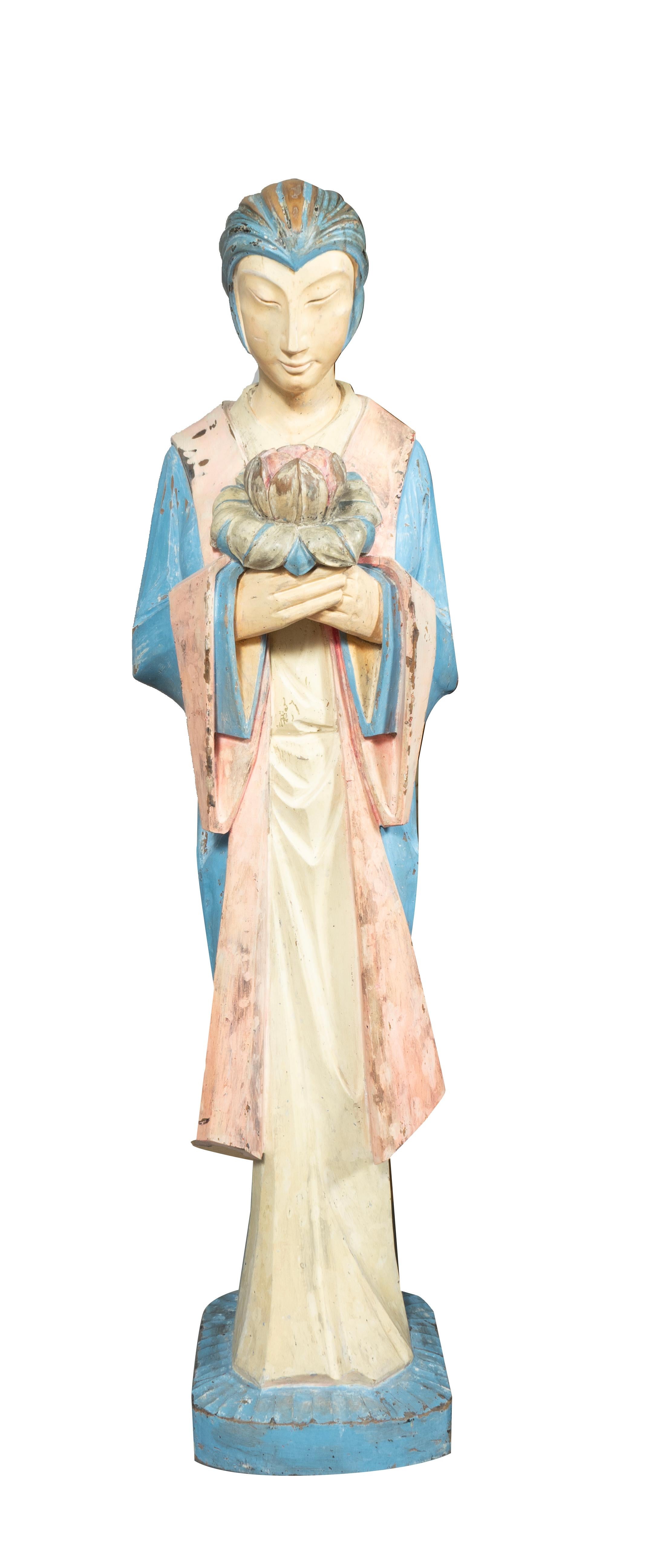 Pair East Asian Standing Figures Of Woman Possibly Geisha For Sale 7