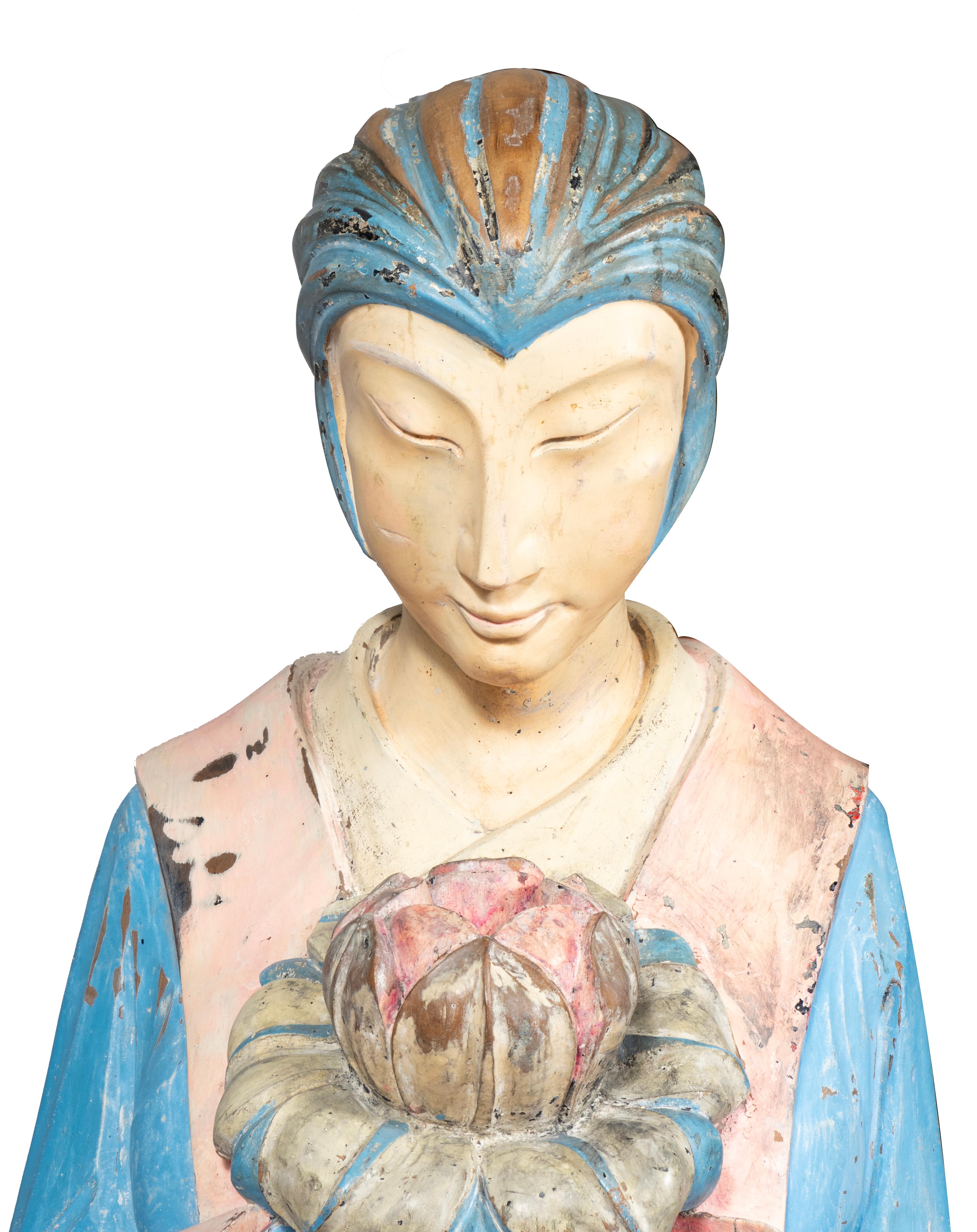 Each figure finely carved and painted with soft blues and light pinks. Sold at a shop on Via Parigi in Pam Beach once.