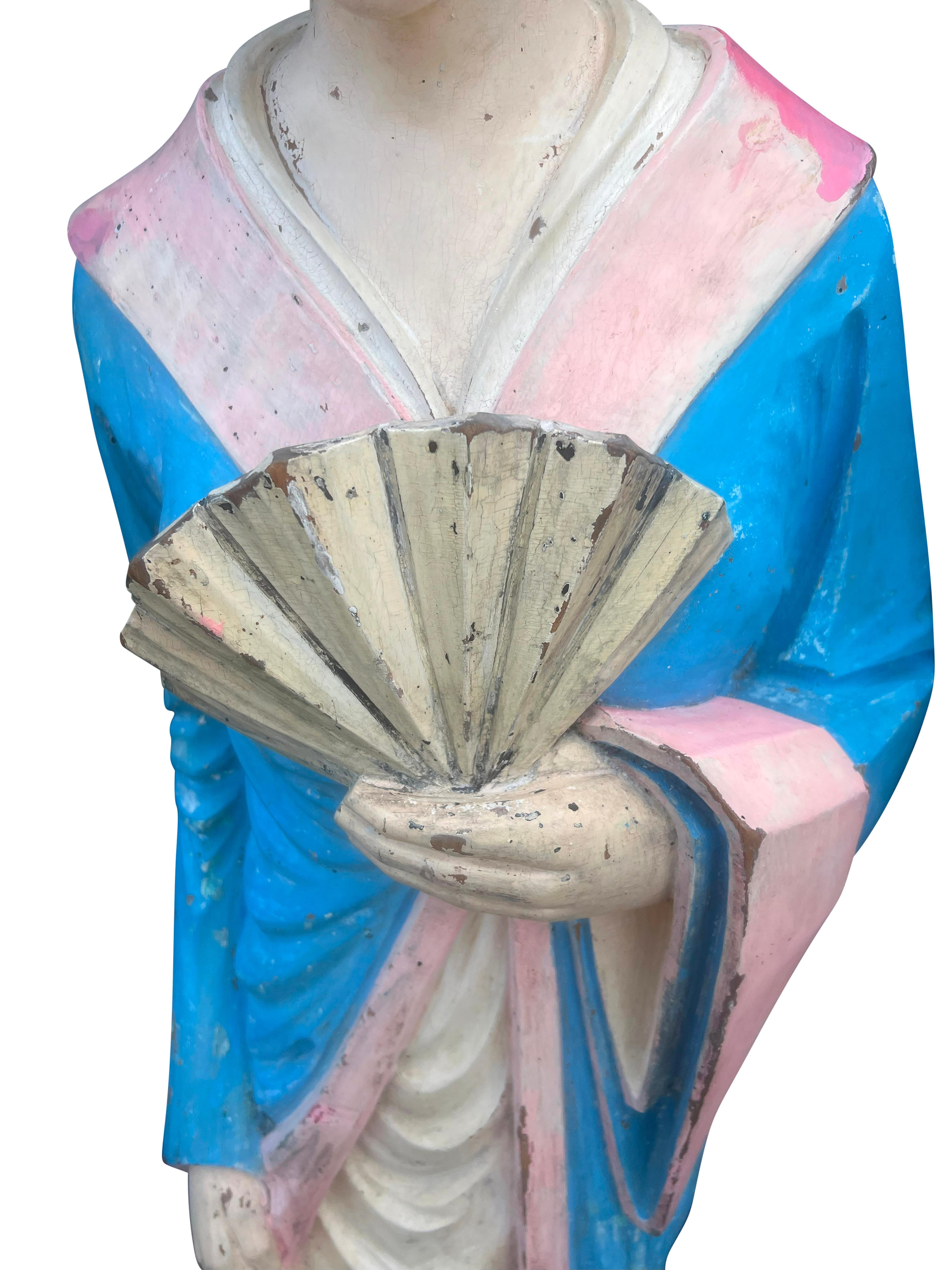 Wood Pair East Asian Standing Figures Of Woman Possibly Geisha For Sale