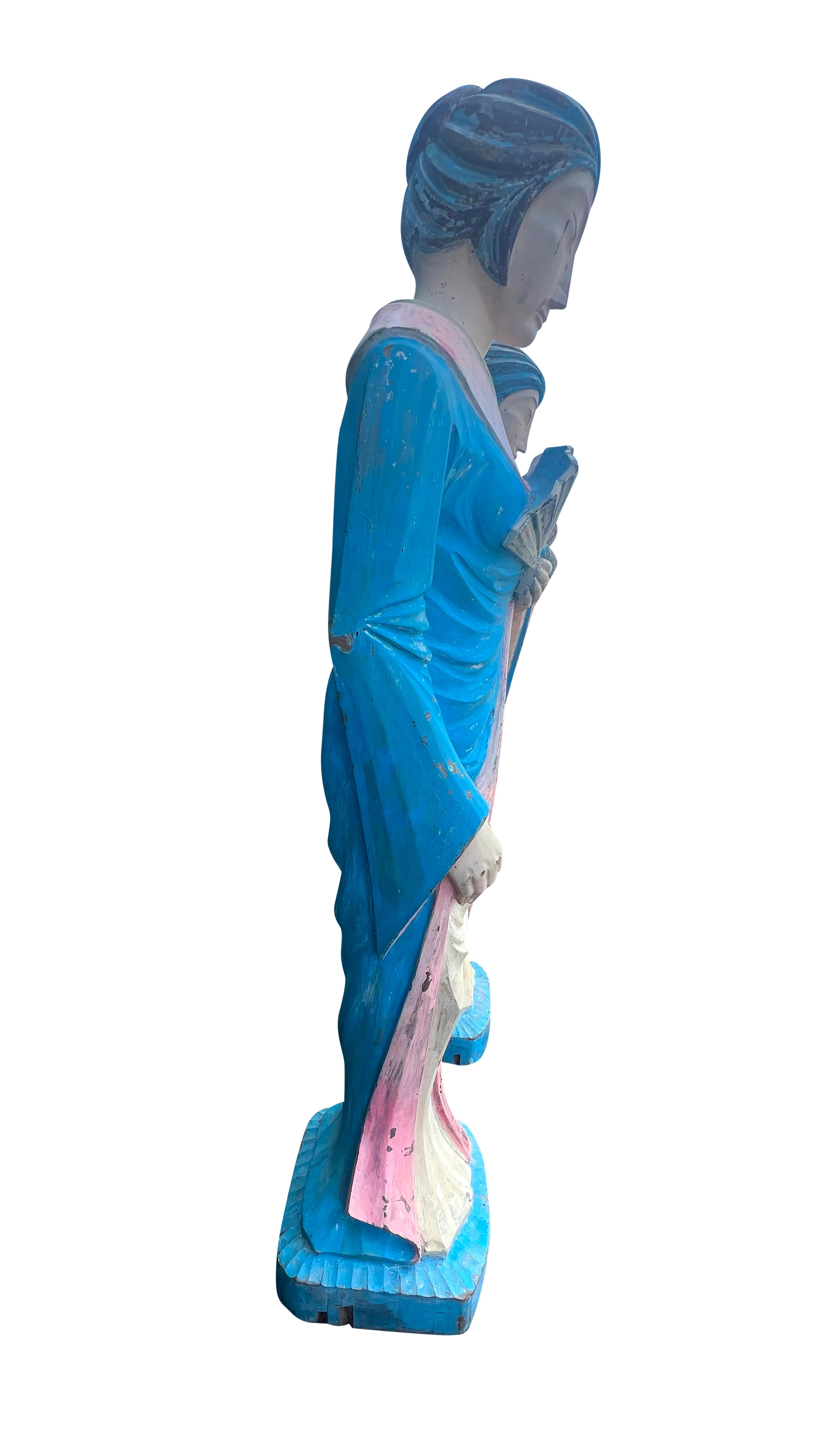 Pair East Asian Standing Figures Of Woman Possibly Geisha For Sale 3