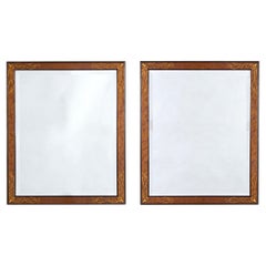 Pair Eastlake Burl Wood Mirrors With Incised Gilt Decoration, Circa 1880