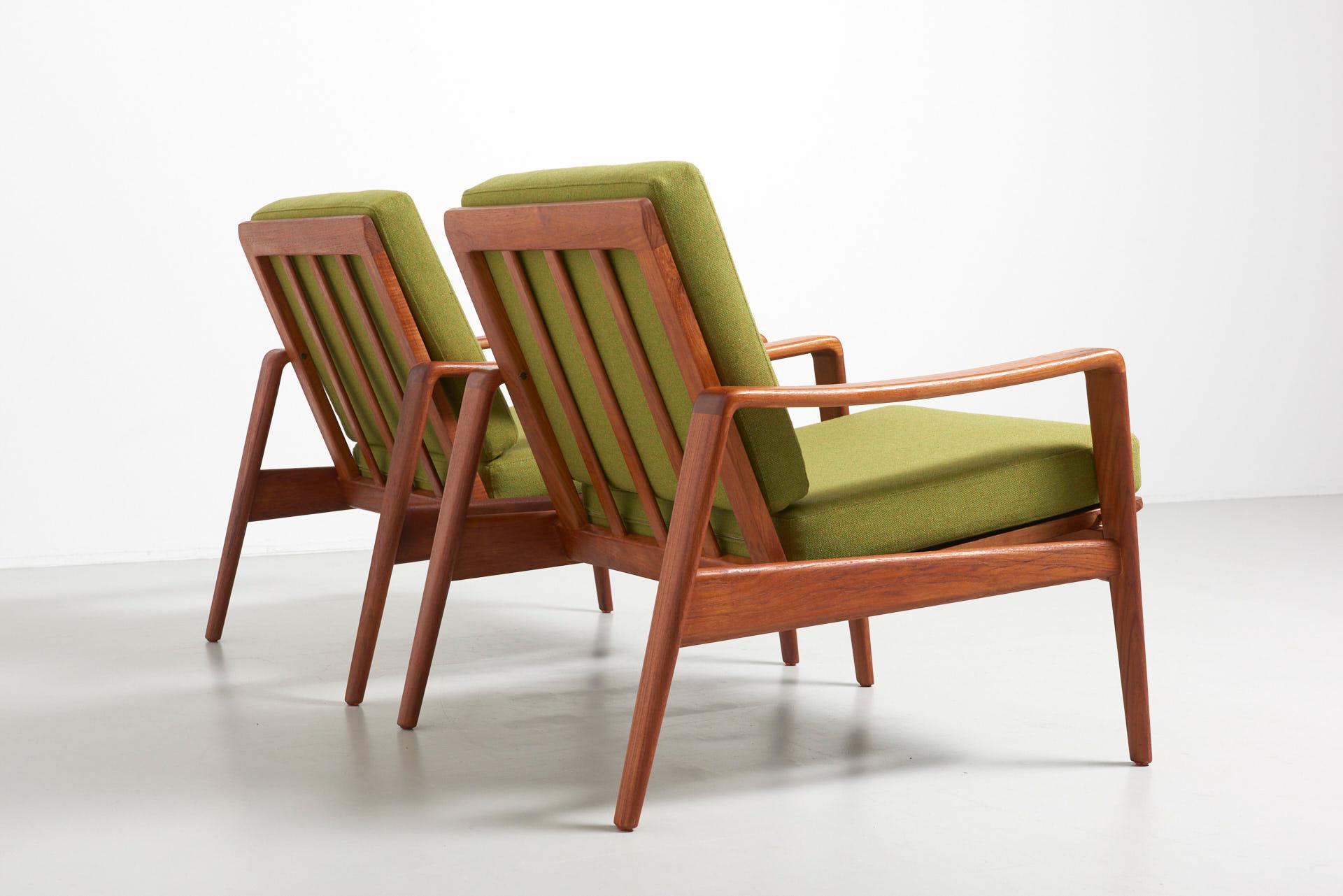 Danish Pair Easy Chairs in Teak by Arne Wahl Iversen, 1960s