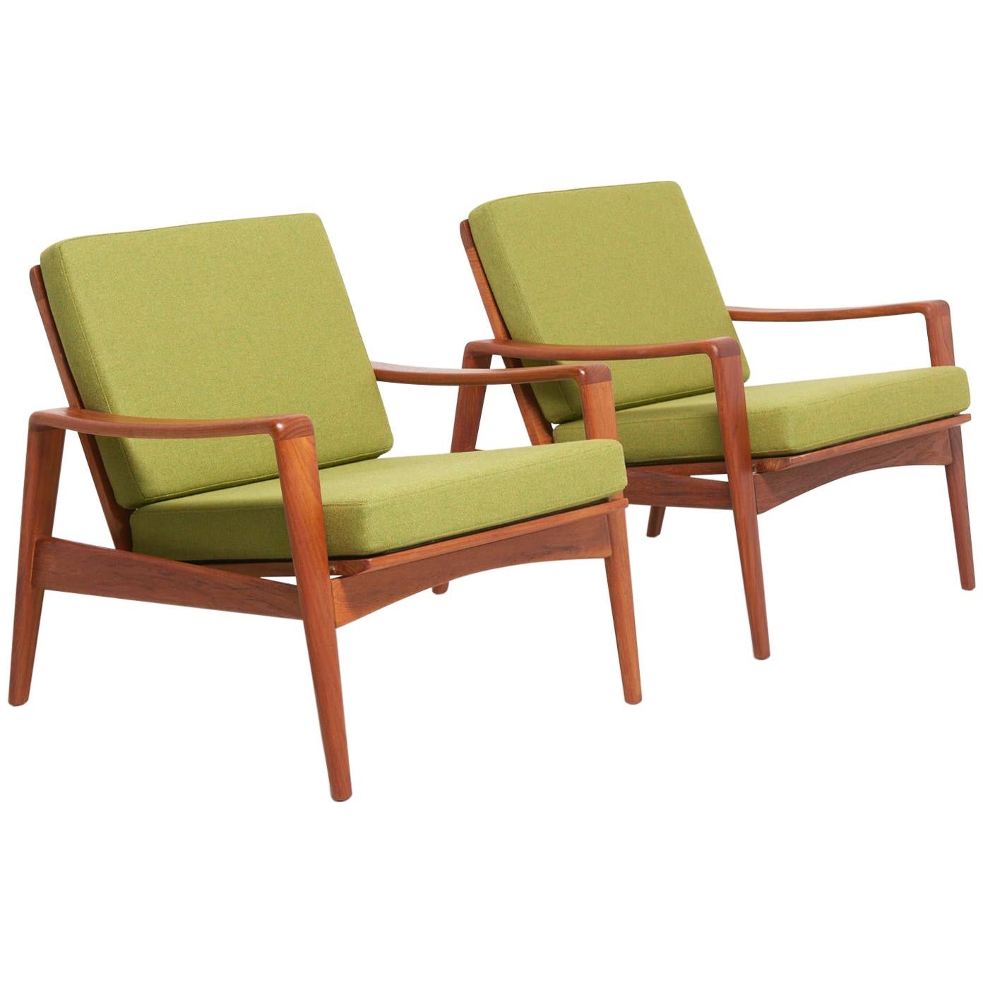 Pair Easy Chairs in Teak by Arne Wahl Iversen, 1960s