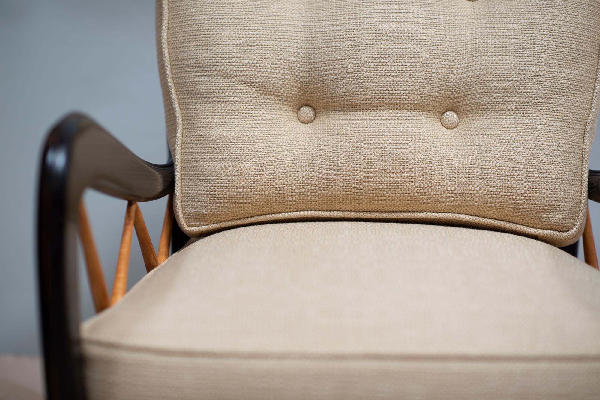 Mid-20th Century PAOLO BUFFA - ITALIAN  Ebonized Ash ITALIAN FAUTEUILS 