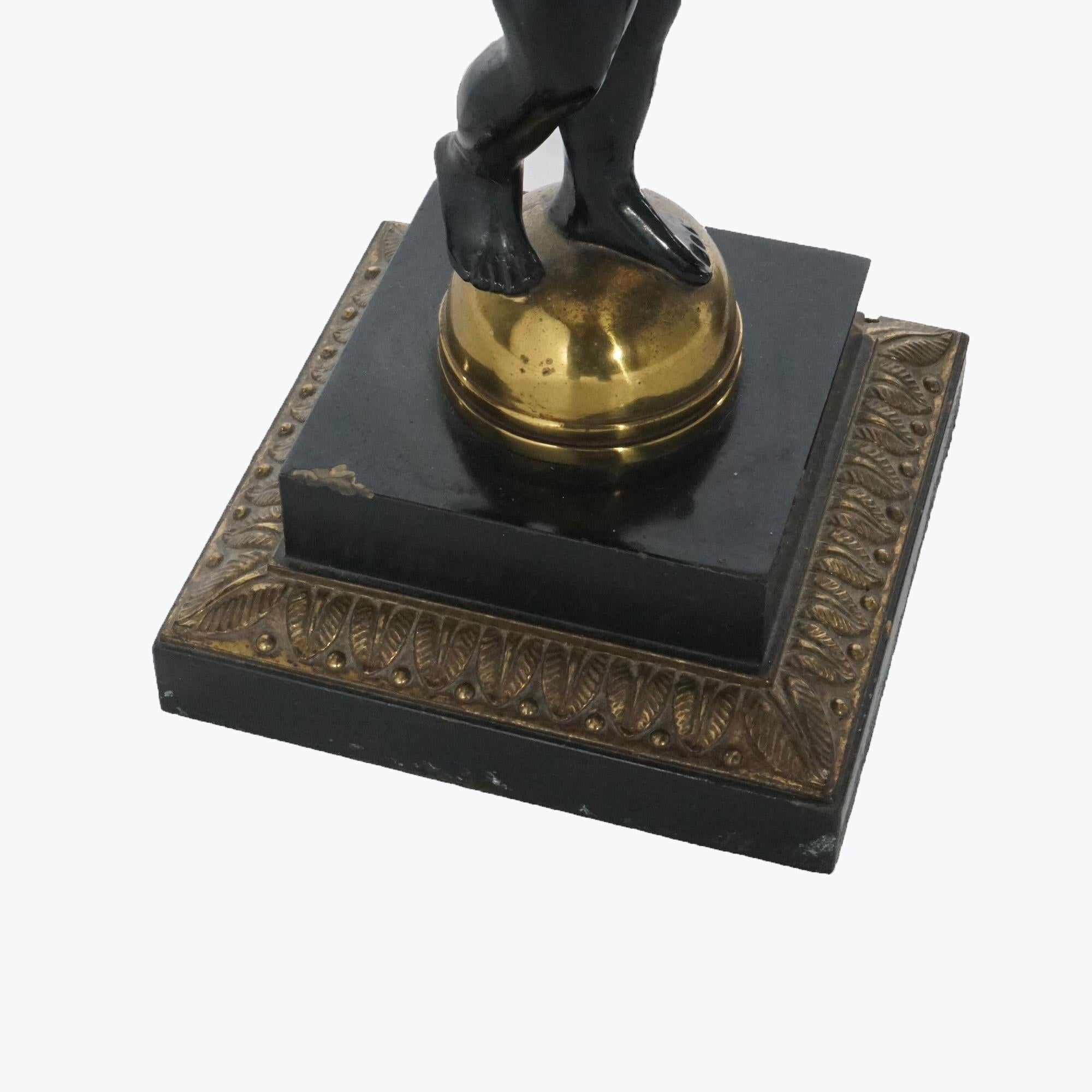 Pair Ebonized Bronze Figural Cherub Torchiere Banquet Lamps, 20th C For Sale 8