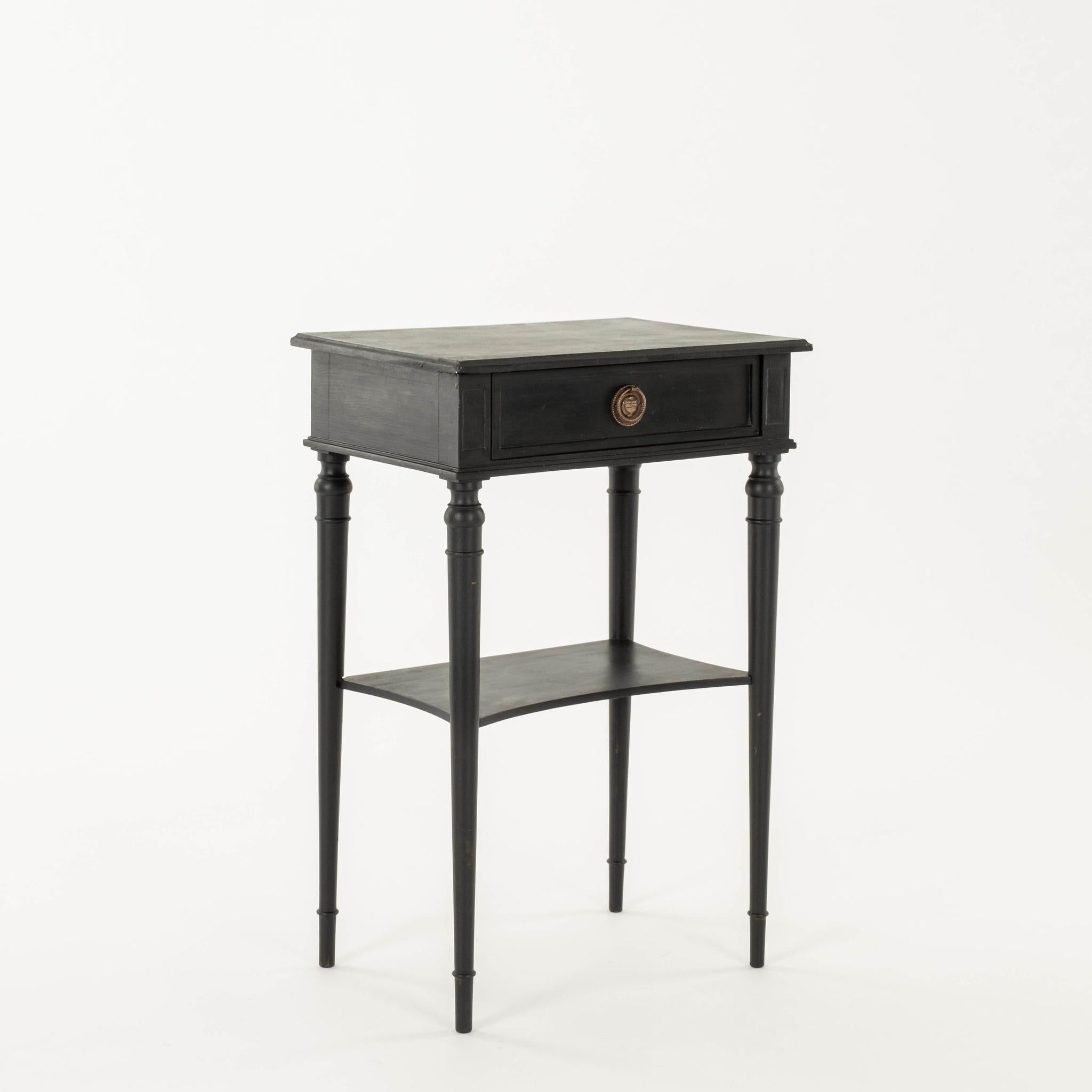 French Pair Ebonized Directoire Style Nightstands For Sale