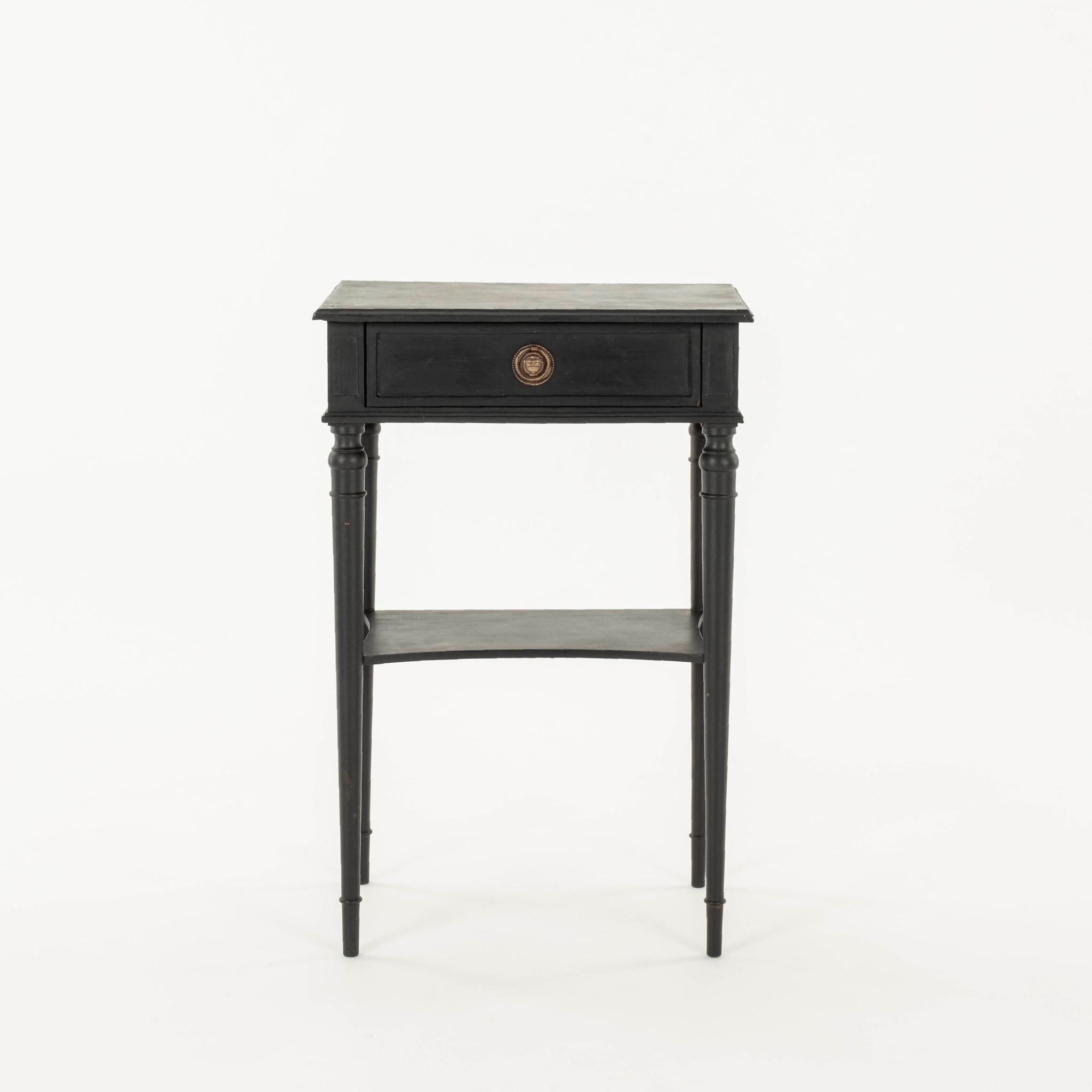 Pair Ebonized Directoire Style Nightstands In Good Condition For Sale In Houston, TX