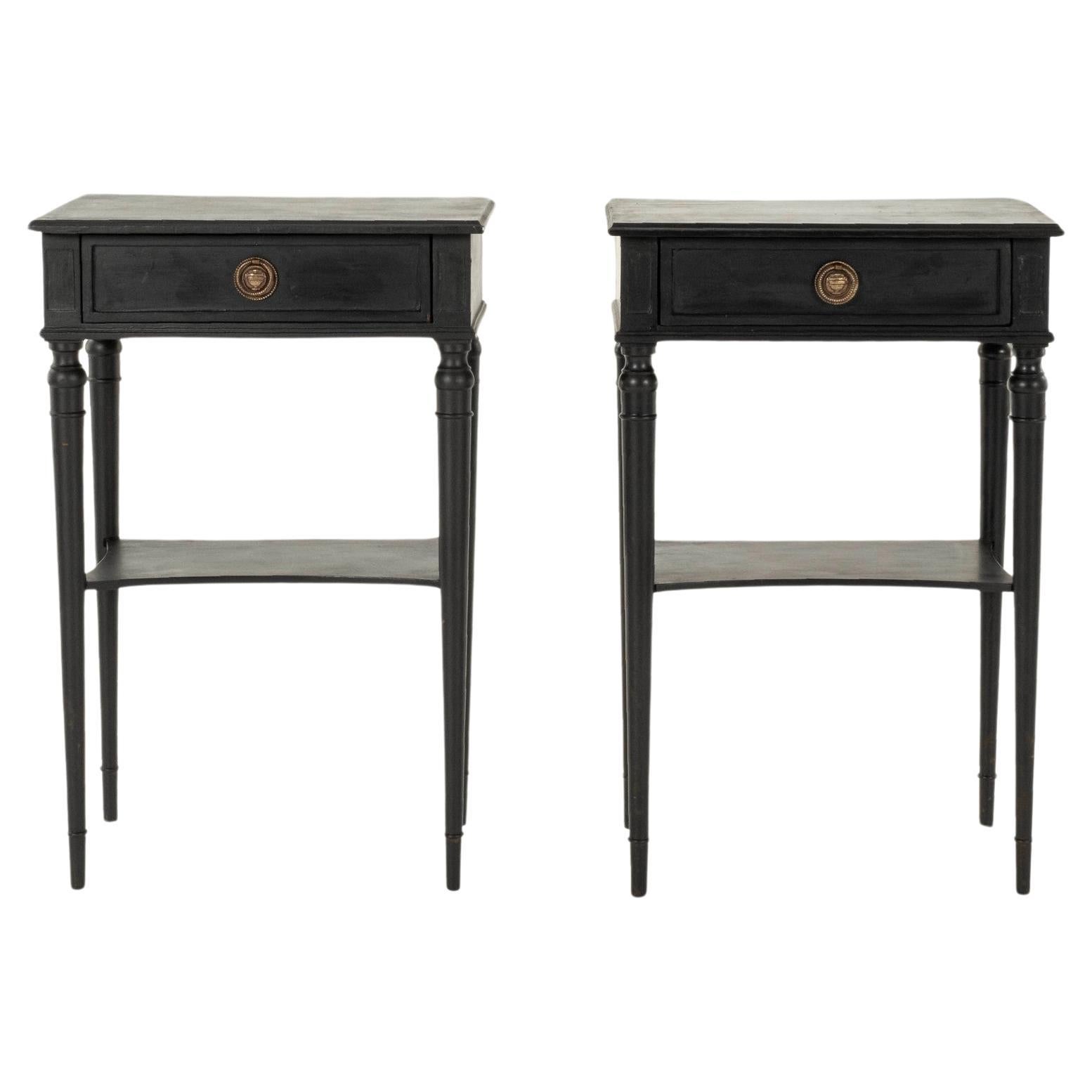 Pair Ebonized Directoire Style Nightstands For Sale