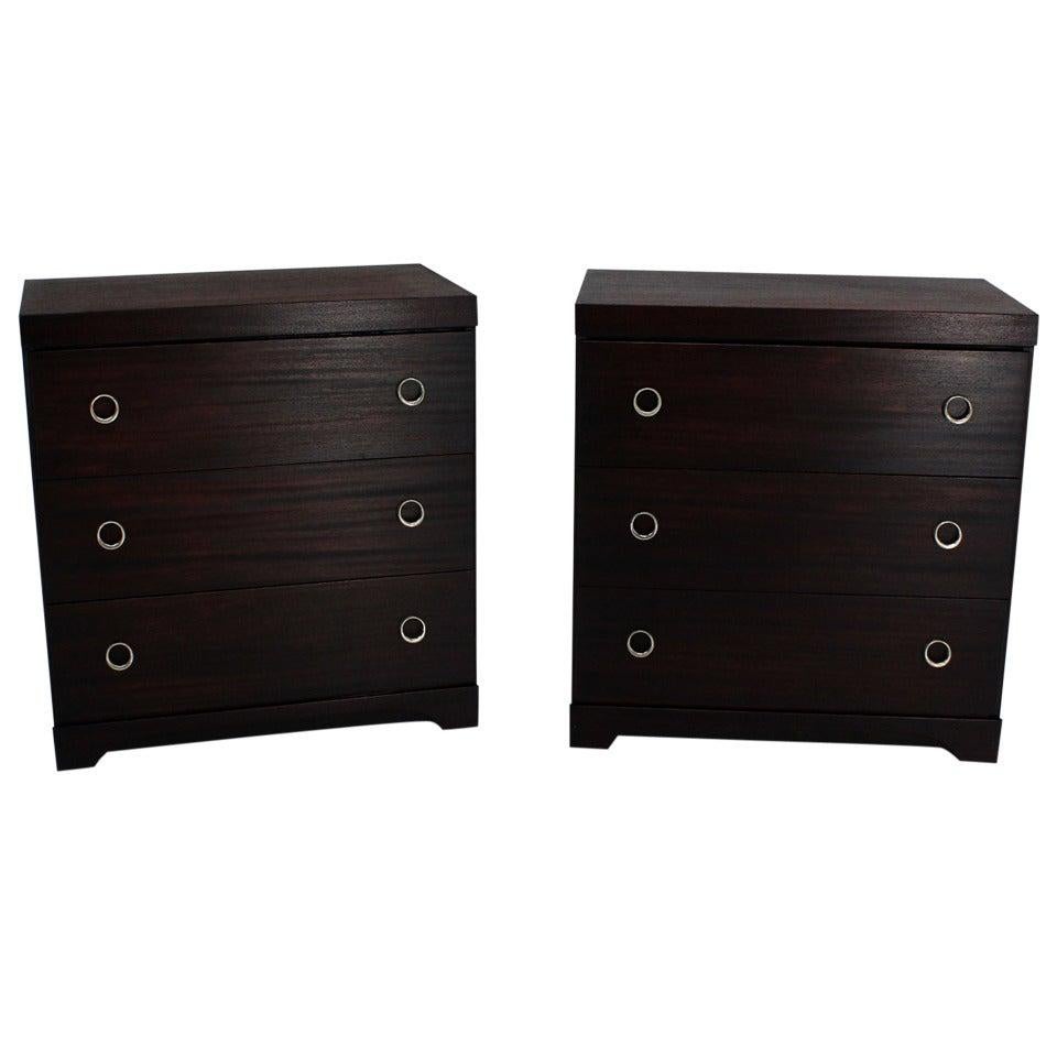 Paire d'anneaux en acajou ébonisé Style déco moderne du milieu du siècle Coffre de célibataire Vestiaire MINT !