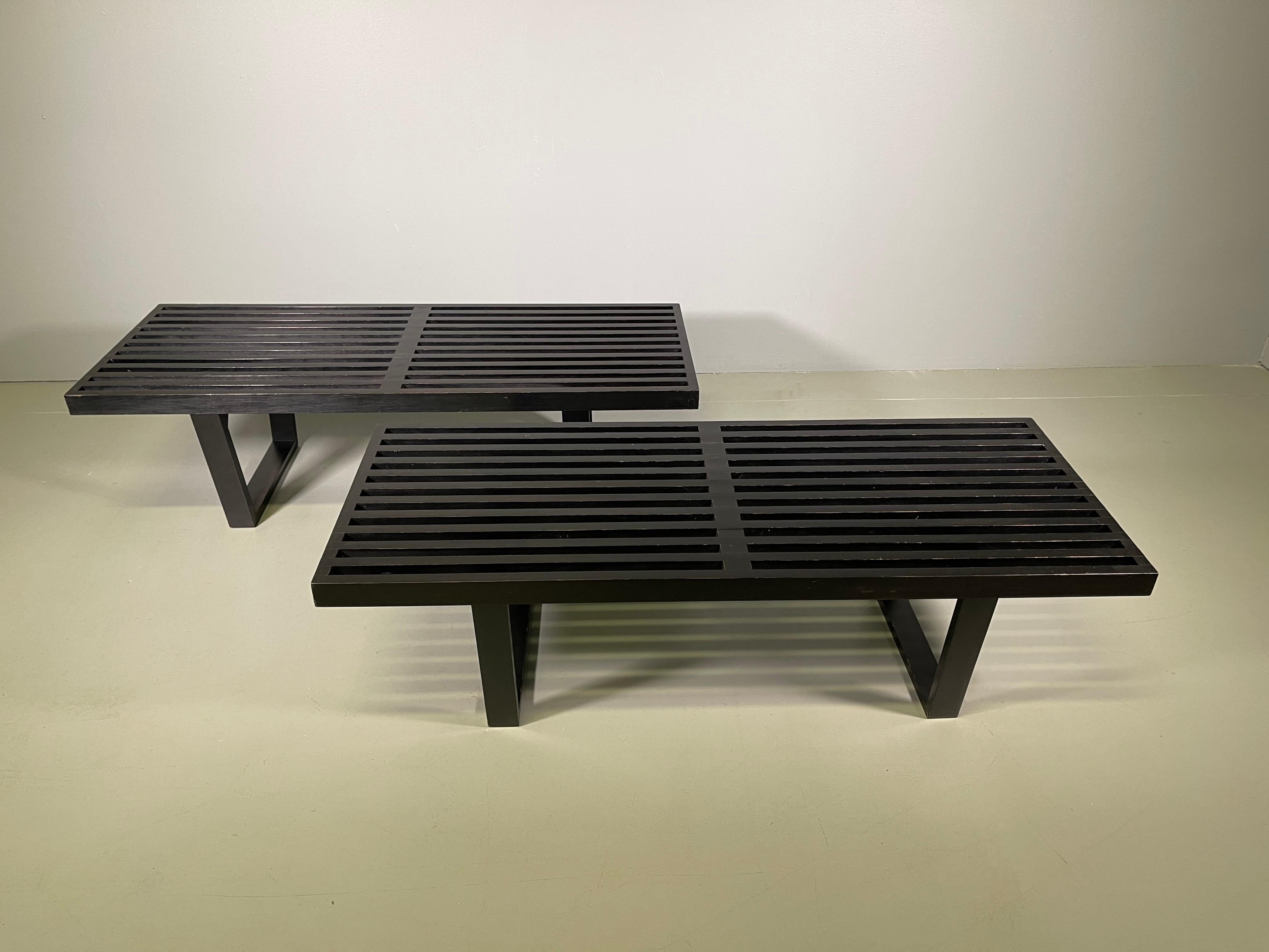 Pair of Ebonized Slat Bench by George Nelson for Herman Miller In Good Condition In Rovereta, Repubblica di San Marino