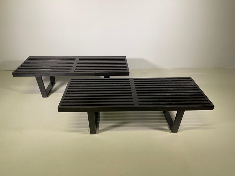 Pair of Ebonized Slat Bench by George Nelson for Herman Miller In Good Condition In Rovereta, SM