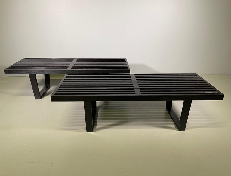 20th Century Pair of Ebonized Slat Bench by George Nelson for Herman Miller