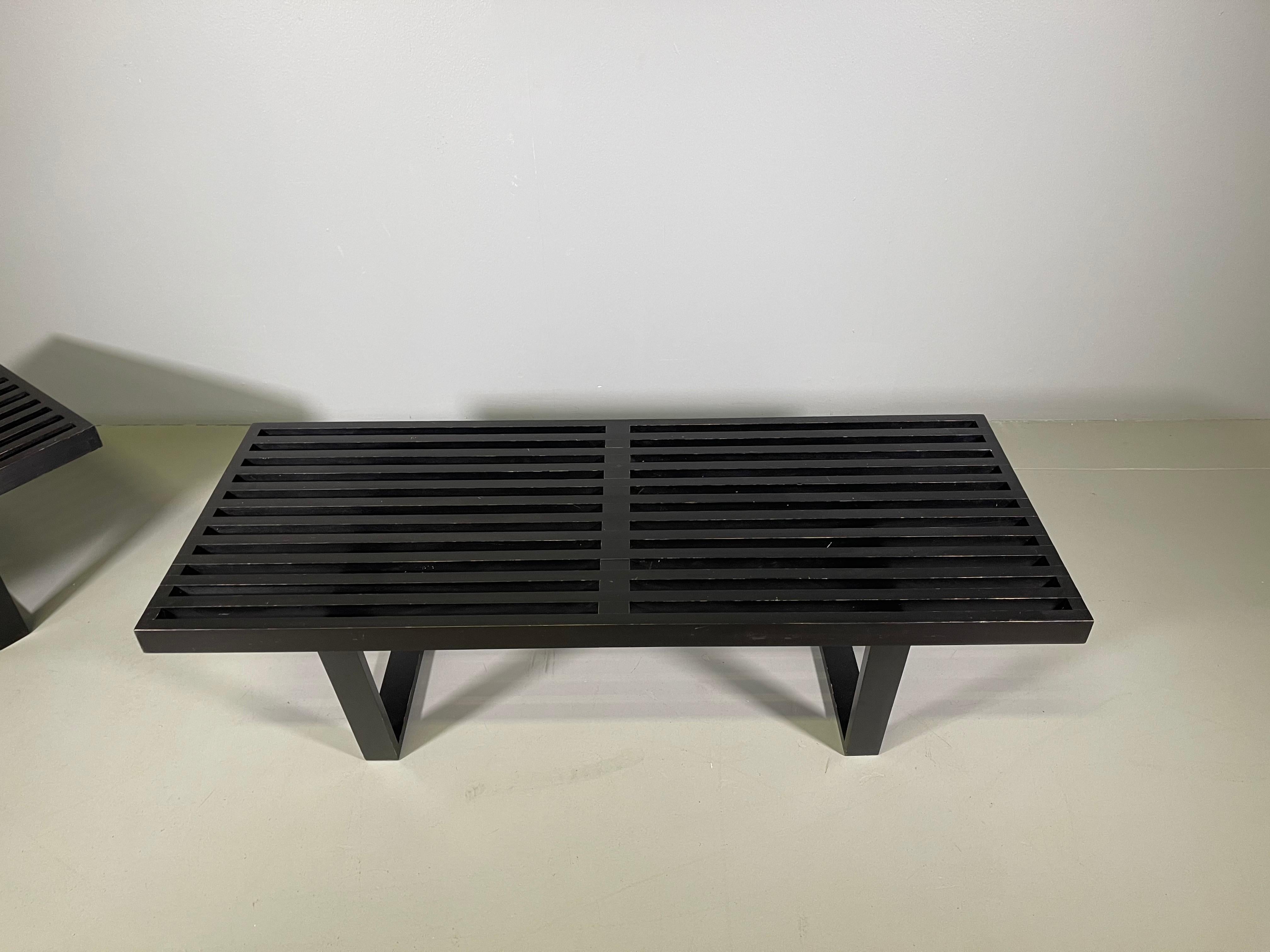 Pair of Ebonized Slat Bench by George Nelson for Herman Miller 1