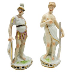 Paar Edme Samson-Porzellanfigurenmodelle von Mars und Venus nach Meissen