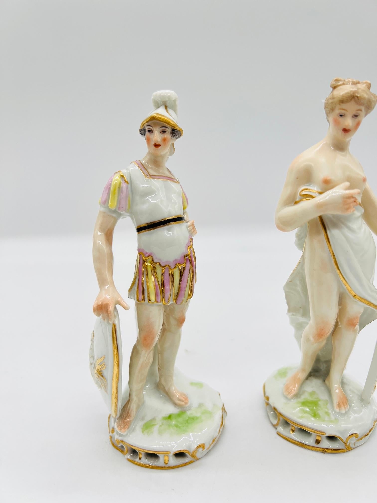 Rococo Pair, Edme Samson Porcelain Figure Models of Mars & Venus After Meissen For Sale
