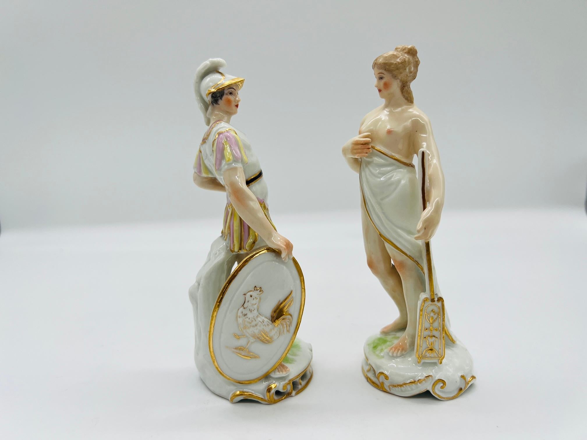 French Pair, Edme Samson Porcelain Figure Models of Mars & Venus After Meissen For Sale