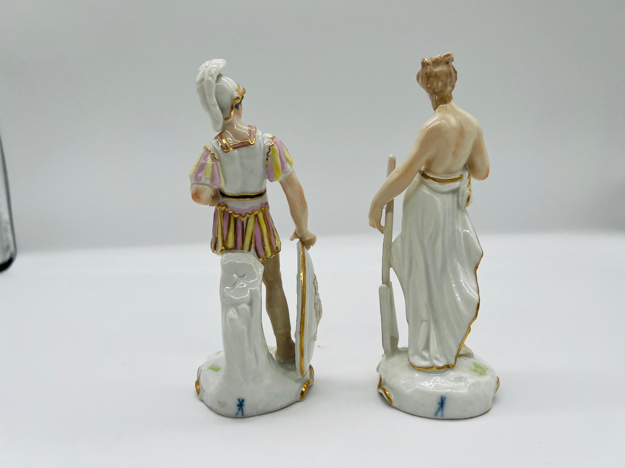 Pair, Edme Samson Porcelain Figure Models of Mars & Venus After Meissen In Good Condition For Sale In Atlanta, GA