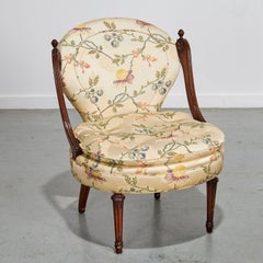 Pair Edmond Petit Paris Upholstered Gondola Chairs with Original Silk Jacquard
