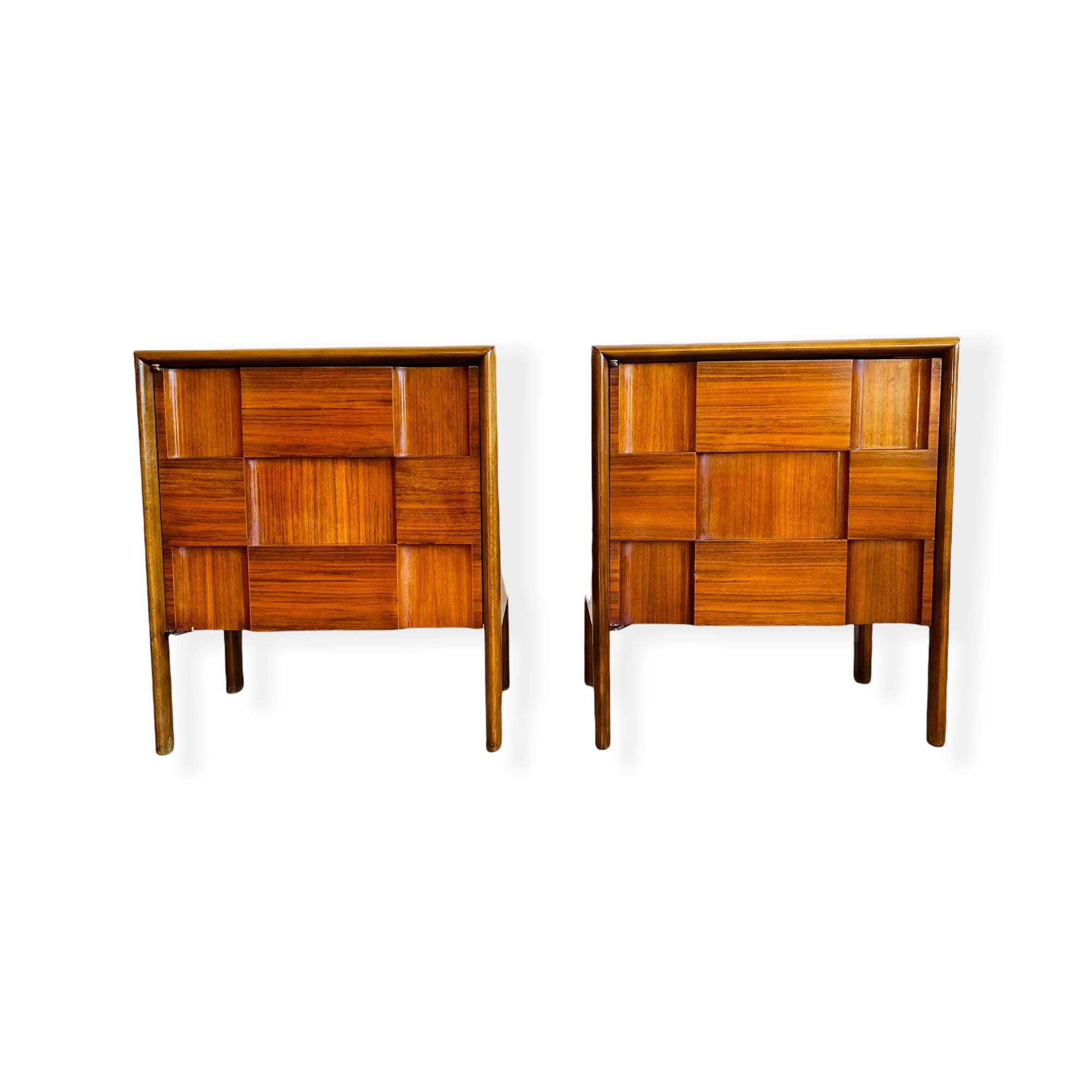 Mid-Century Modern Pair Edmond Spence Walnut Nightstands 