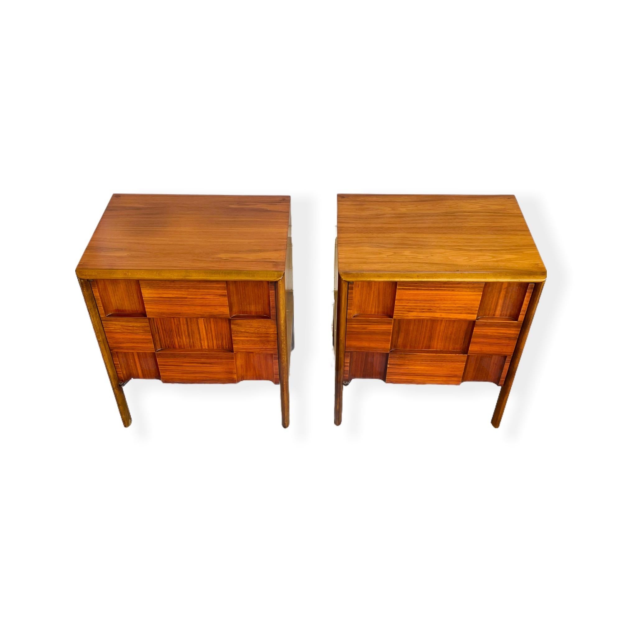 Swedish Pair Edmond Spence Walnut Nightstands 