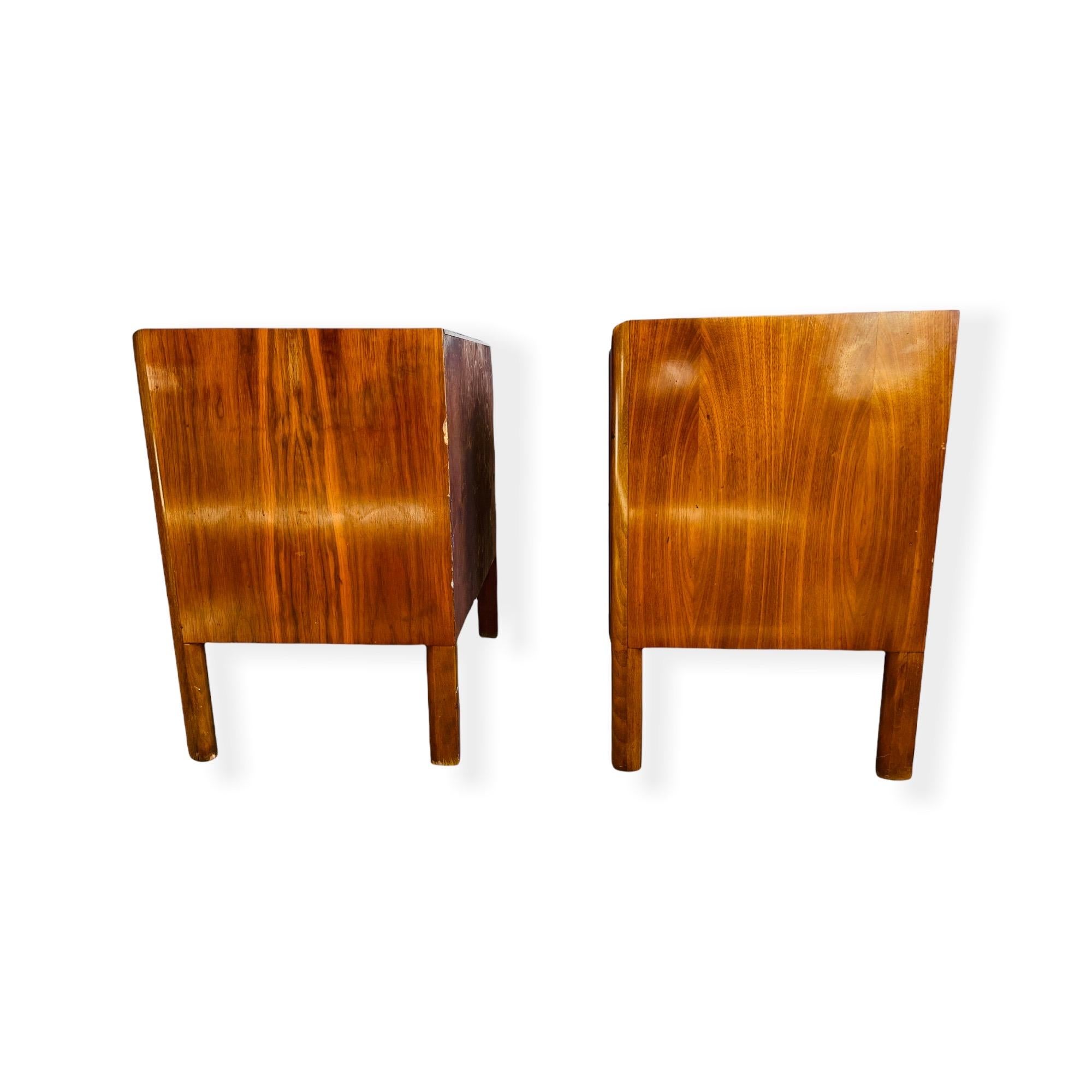 Pair Edmond Spence Walnut Nightstands  2