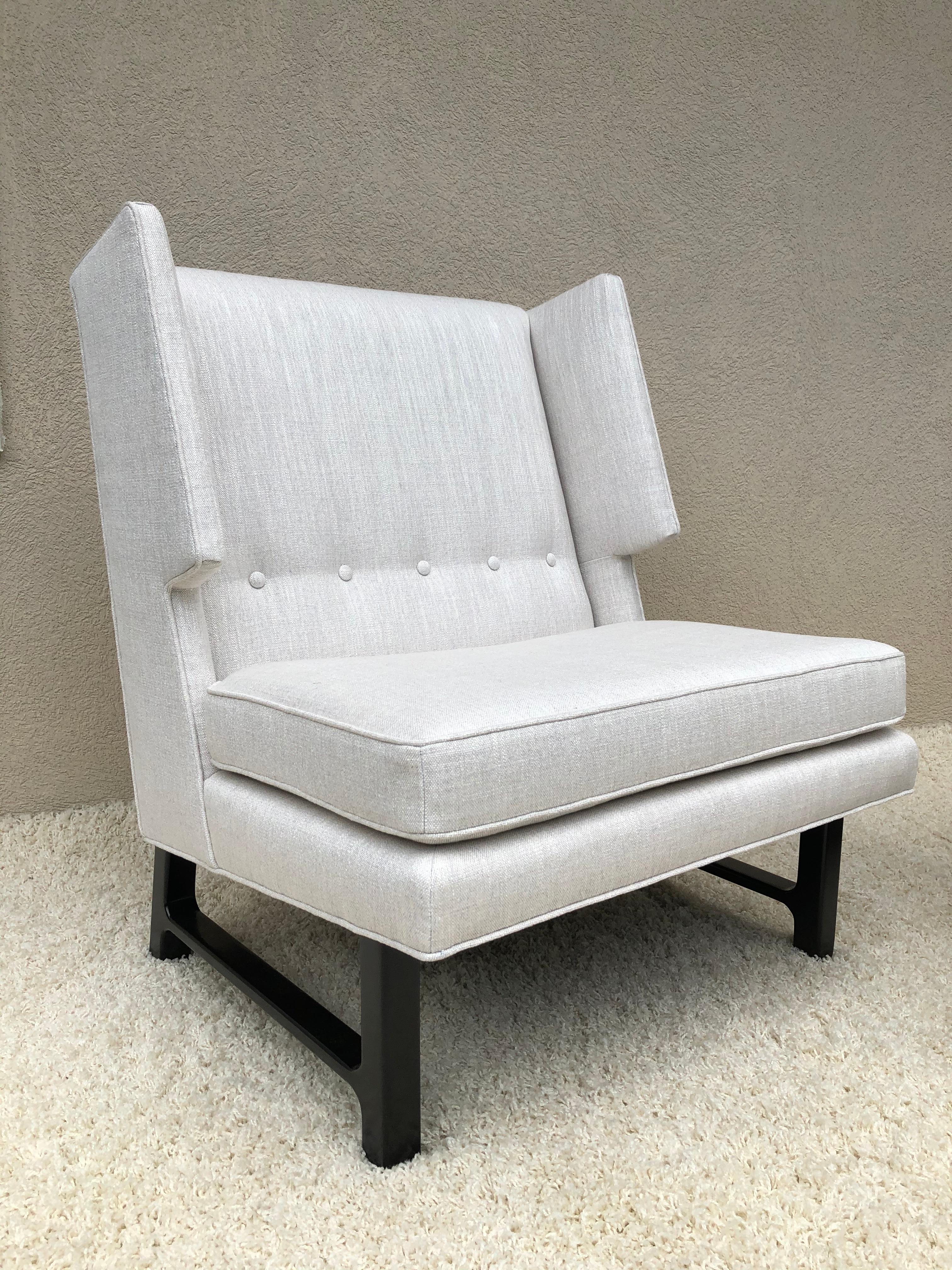 Pair of Harvey Probber high back wing chairs, important with very few made and from the Edward Wormley estate in Weston ct. Edward Wormley (American, December 31, 1907–November 3, 1995) was a noted furniture designer.
 Wormley began his education at