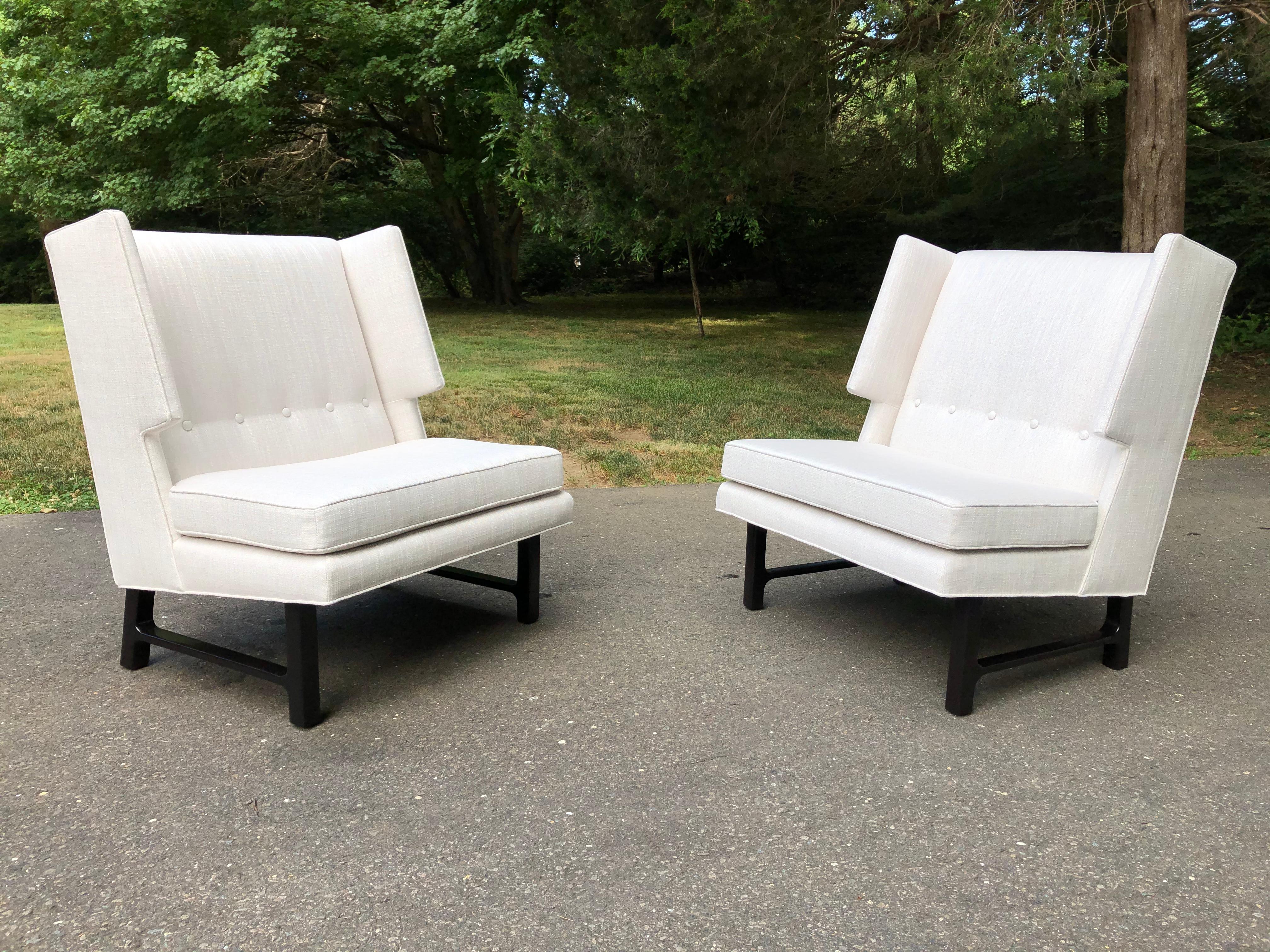 Lacquered Pair of Harvey Probber High Back Chairs Wormley Estate Weston ct For Sale