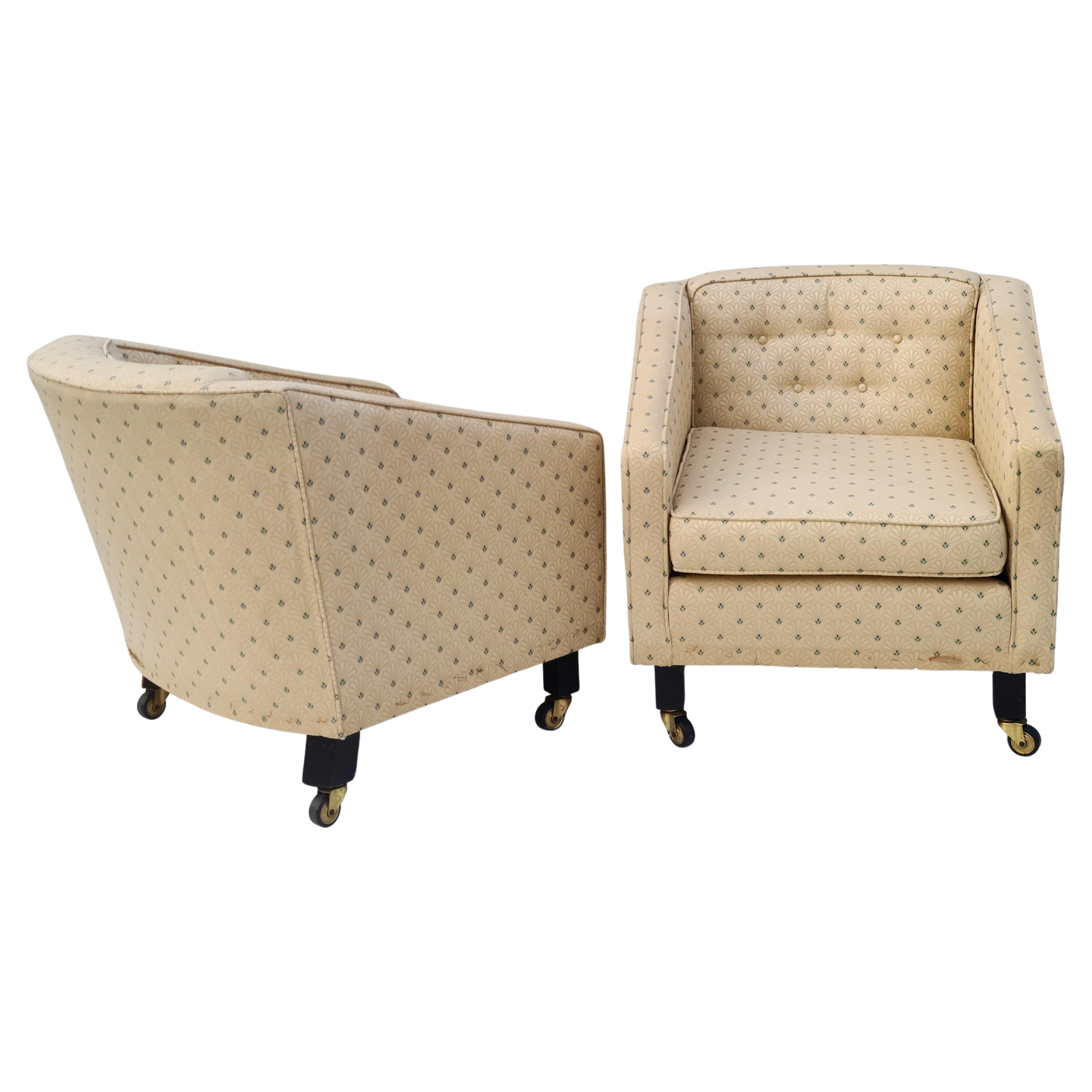 Mid-20th Century Pair Edward Wormley for Dunbar Lounge Chairs