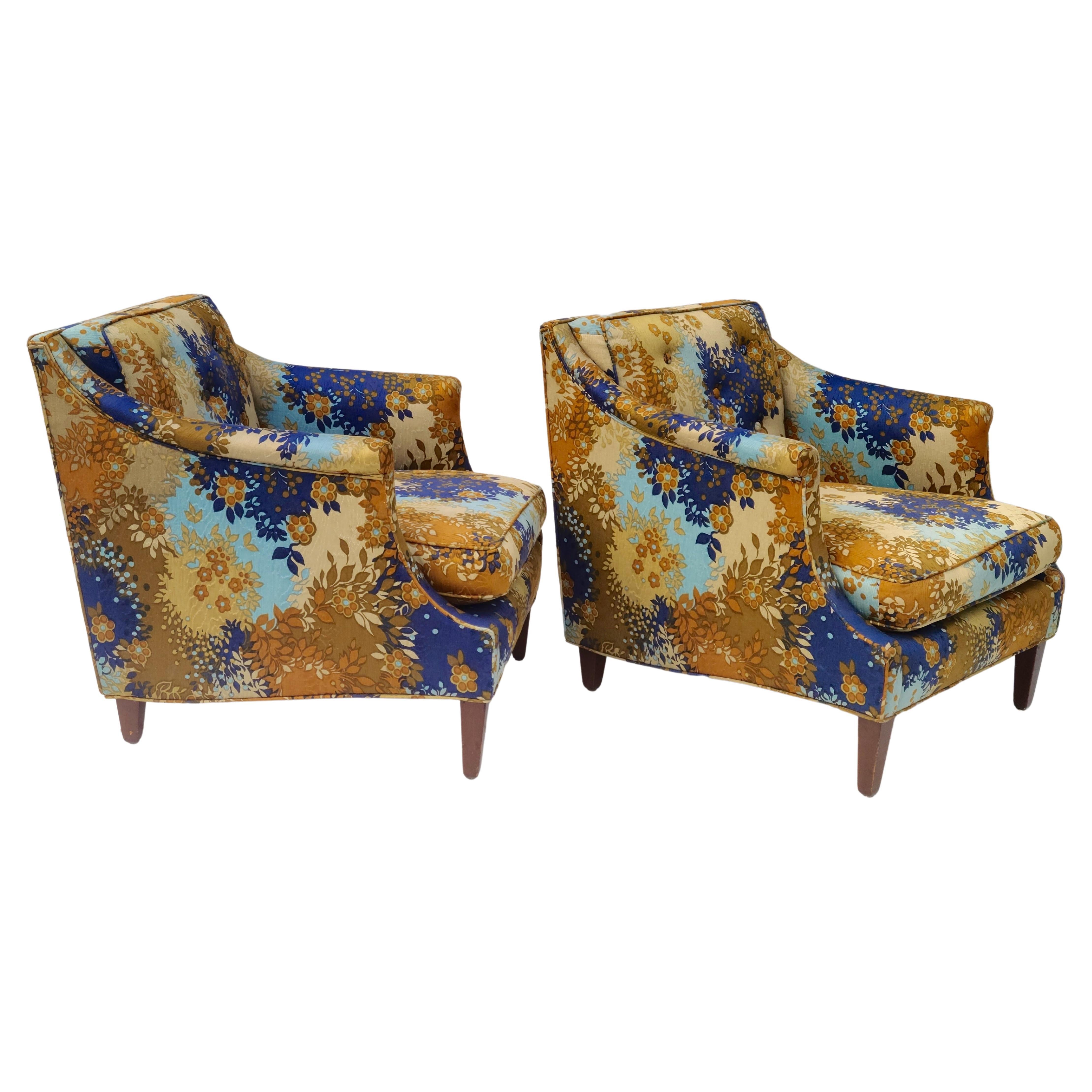 Pair Edward Wormley for Dunbar Lounge Chairs Rare Form 2