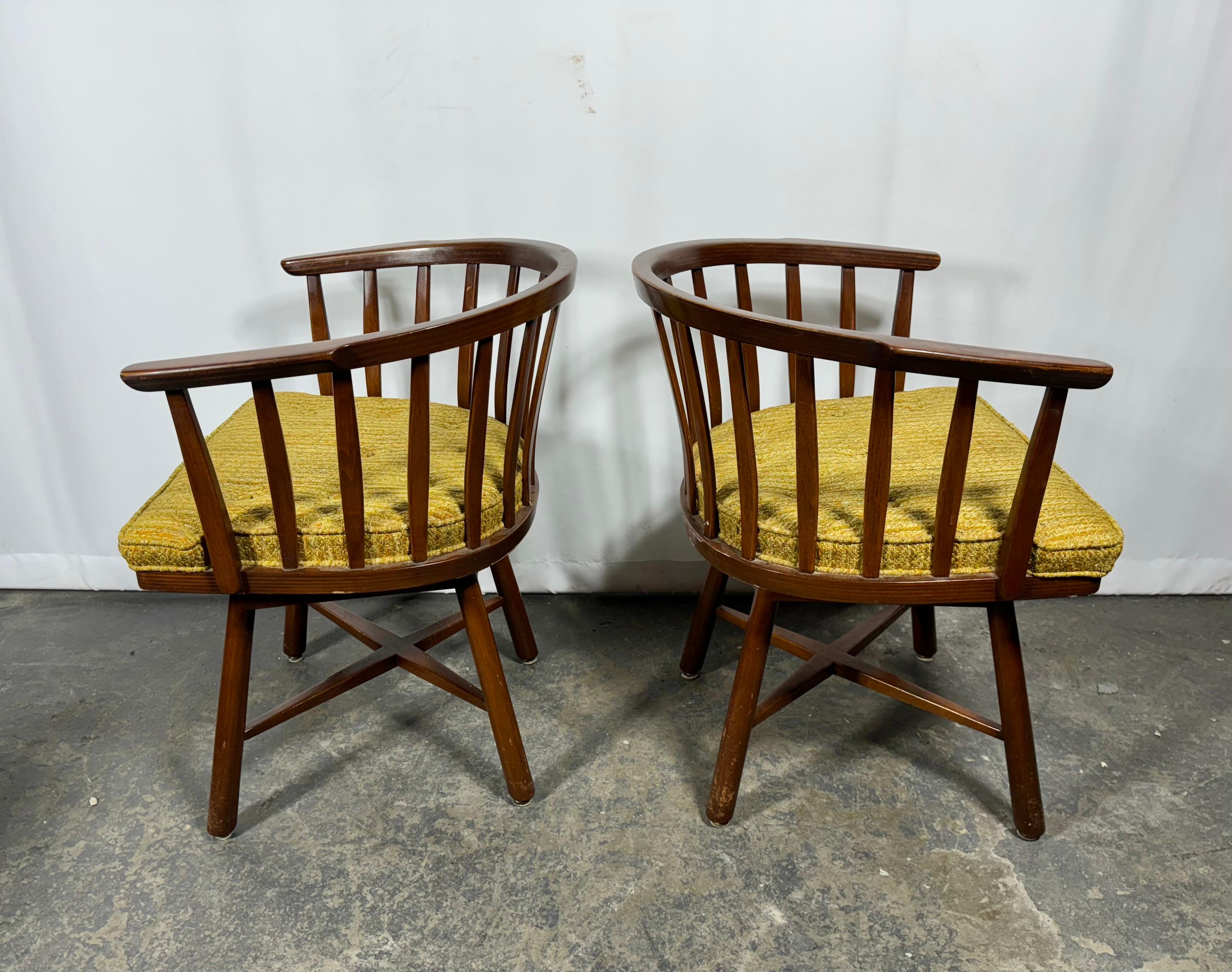 Pair Edward Wormley for Dunbar Swivel Chairs, manner of Nakashima 2