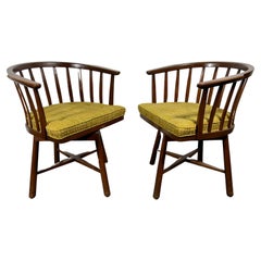 Pair Edward Wormley for Dunbar Swivel Chairs, manner of Nakashima