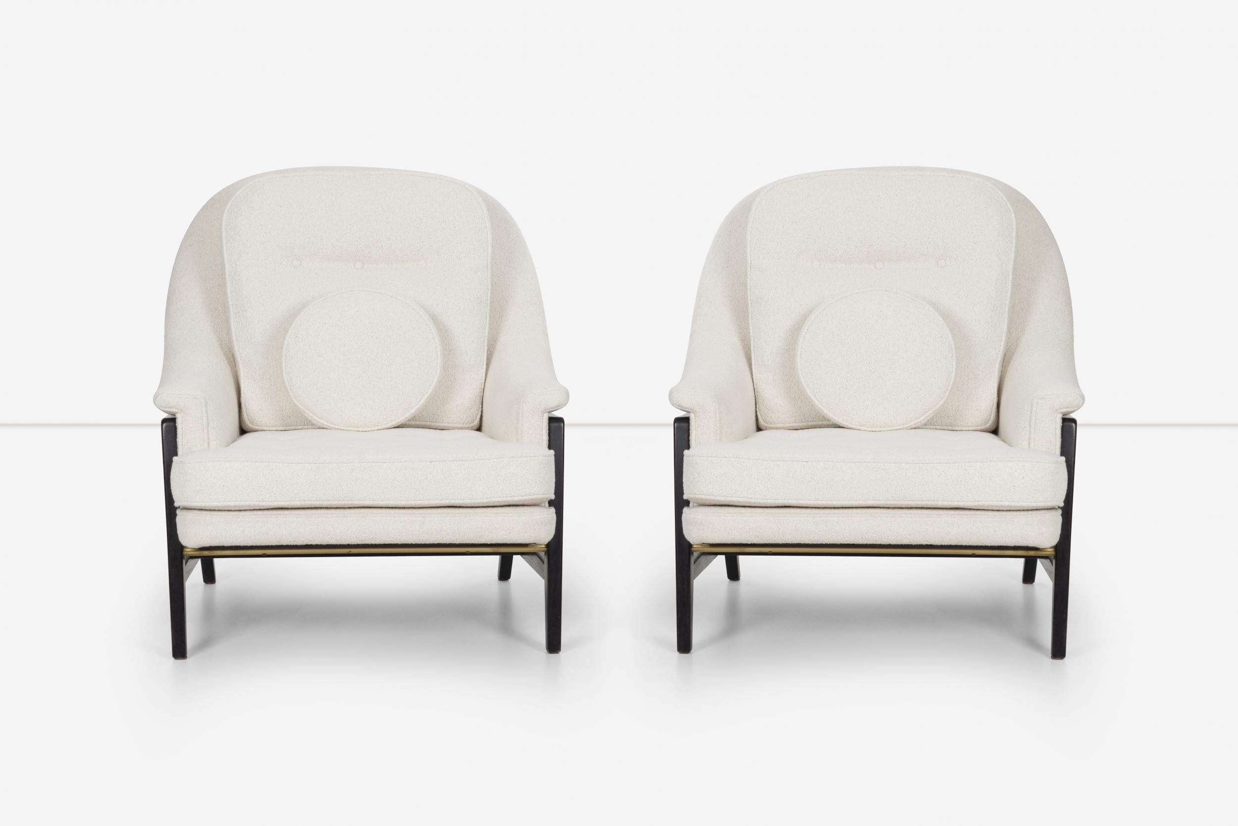 American Pair Edward Wormley Janus Collection Lounge Chairs & Ottoman, Dunbar Model 5701