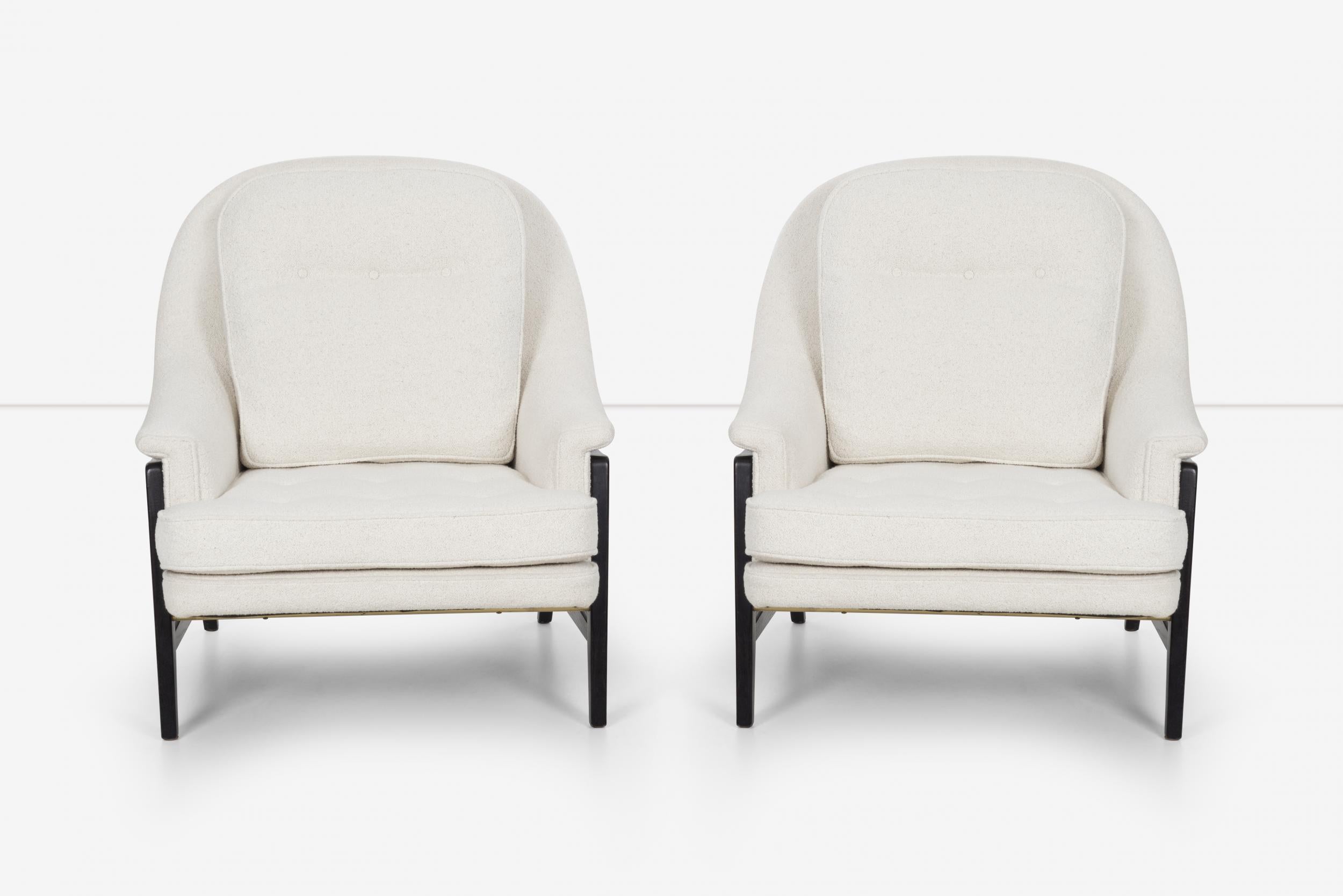 Appliqué Pair Edward Wormley Janus Collection Lounge Chairs & Ottoman, Dunbar Model 5701