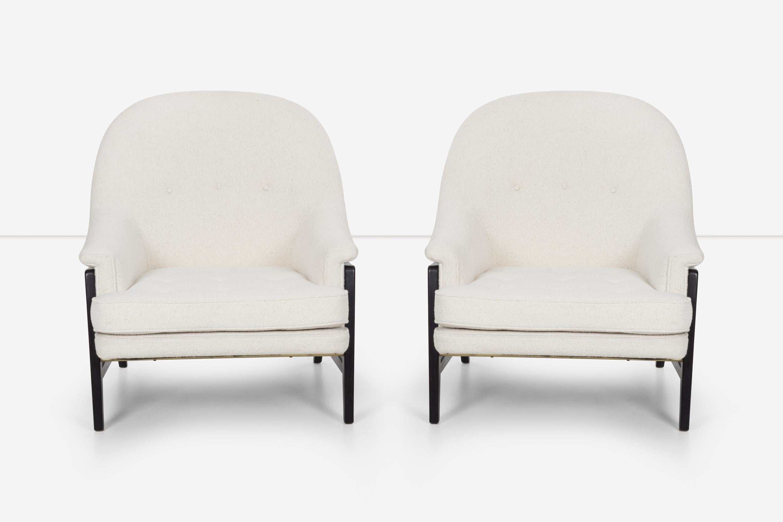 Pair Edward Wormley Janus Collection Lounge Chairs & Ottoman, Dunbar Model 5701 In Good Condition In Chicago, IL